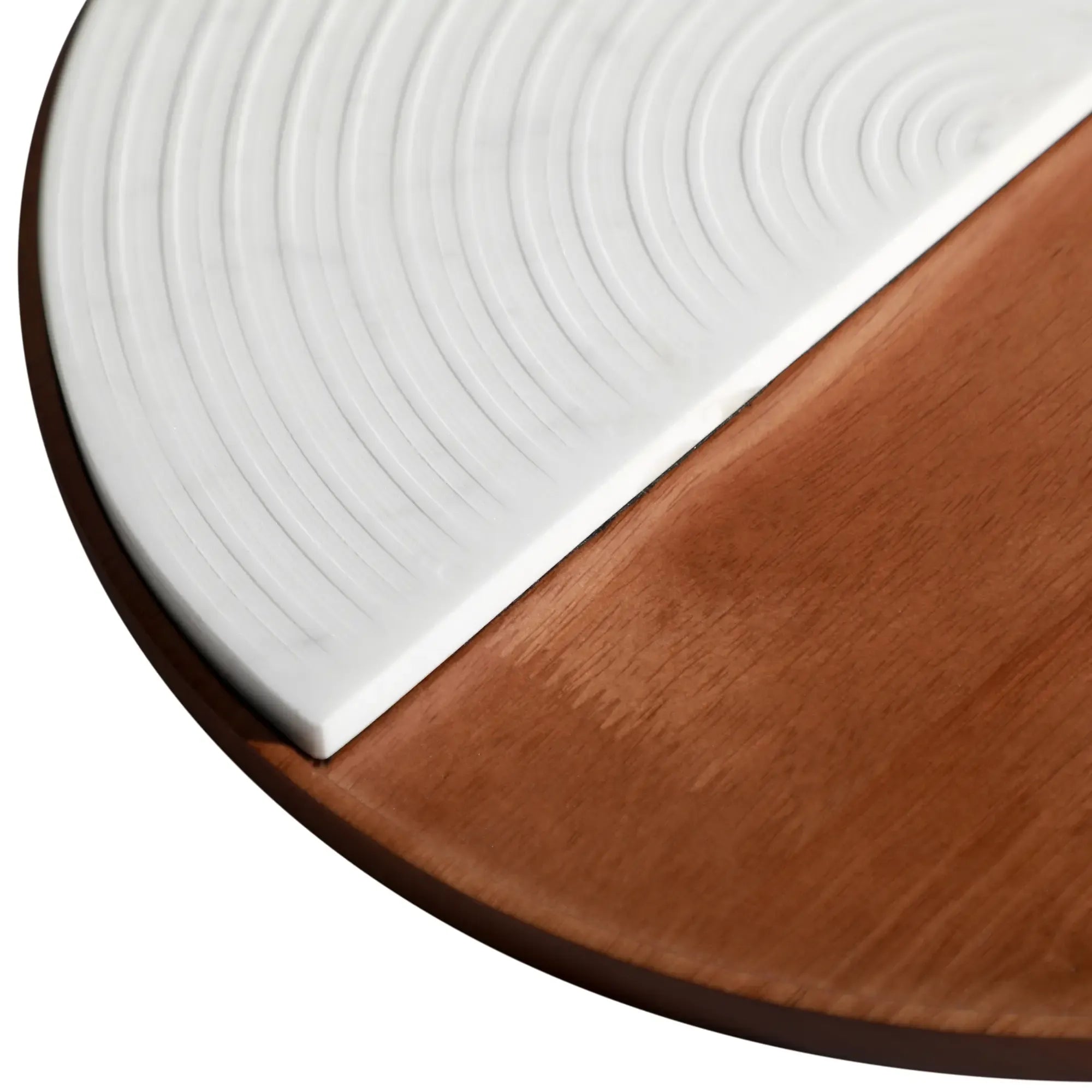 Rundes-Tablett - Walnuss mit Marmor 35cm - Edles Deko-Tablett Serviertablett aus Walnussholz Plateau Lunaire