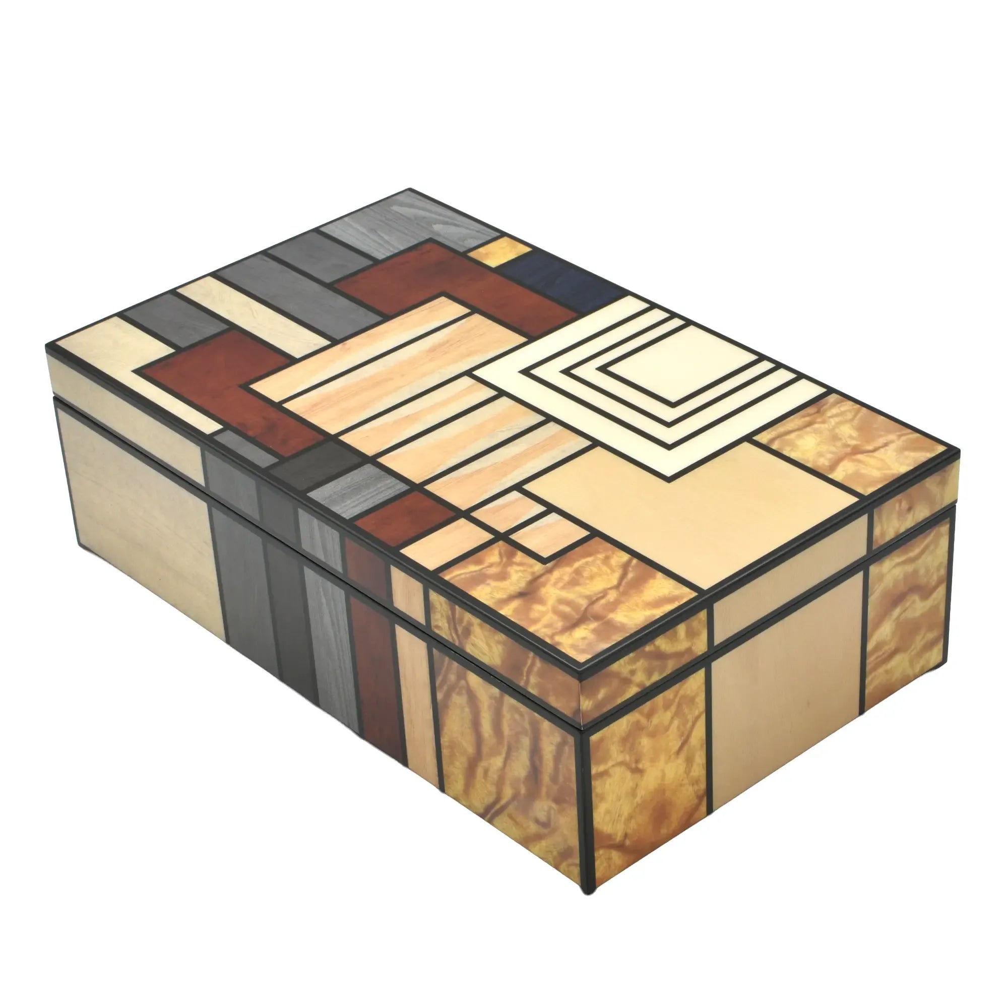 Schmuckbox - Edle Aufbewahrungsbox Intarsien – Art-Deco Schmuckdose – Coffee-Table-Box Mosa Nan