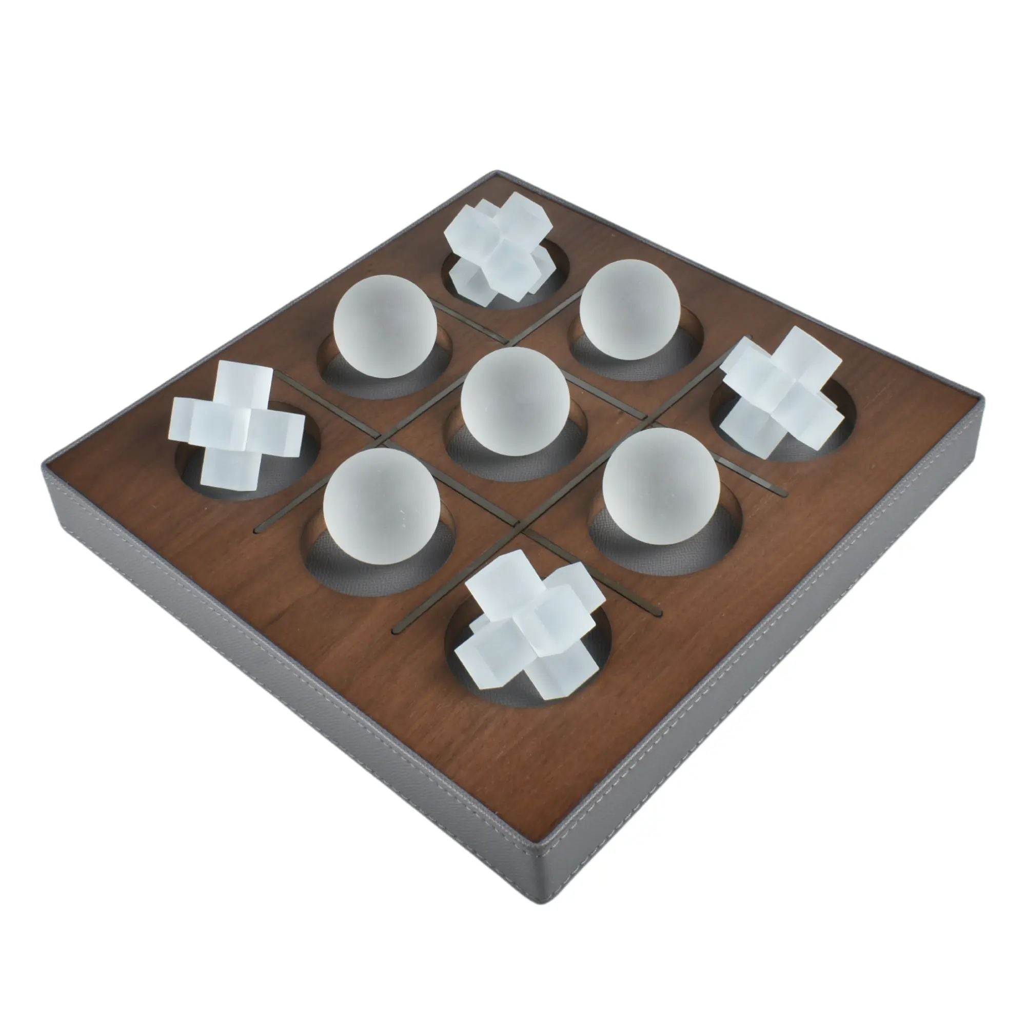 Tischspiel - Tic-Tac-Toe-Spiel - Glasfiguren Drei-Gewinnt-Set Brettspiel Aurora Luxe Default Title