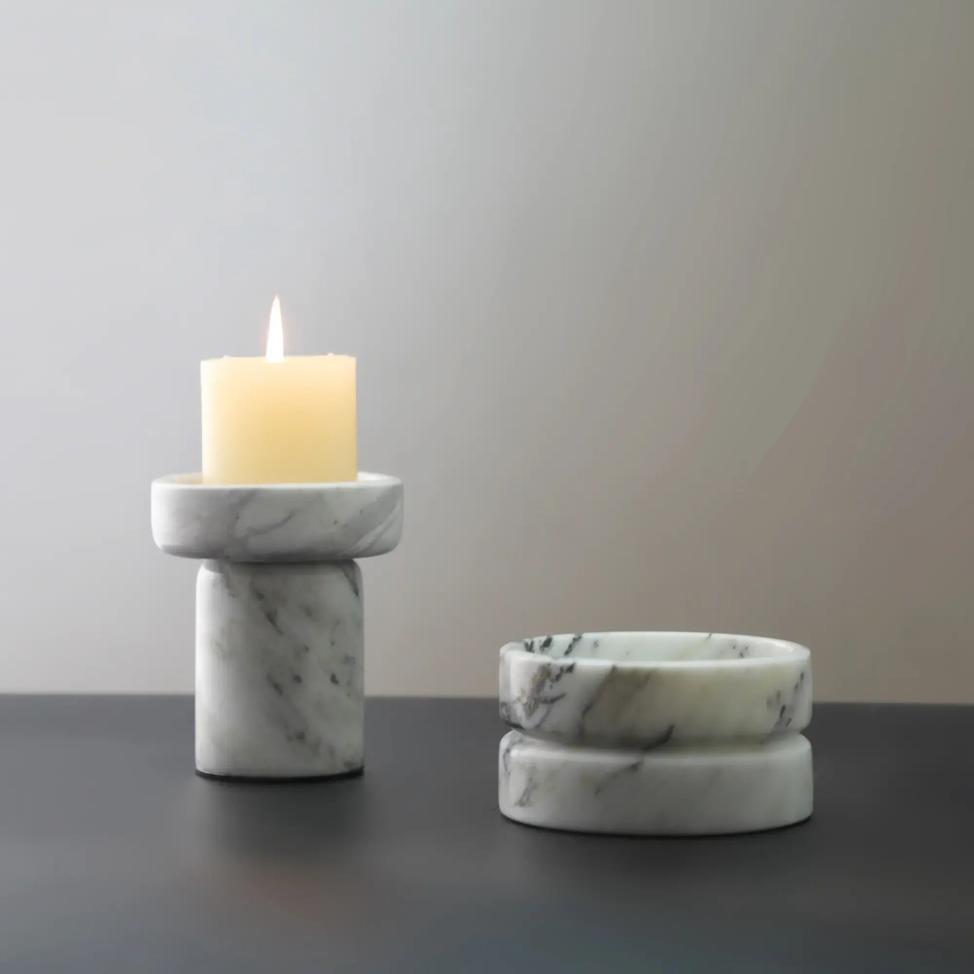 Kerzenhalter - Moderner runder Design-Kerzenständer - Massiver Kerzenständer Marbre Orbis Aurea