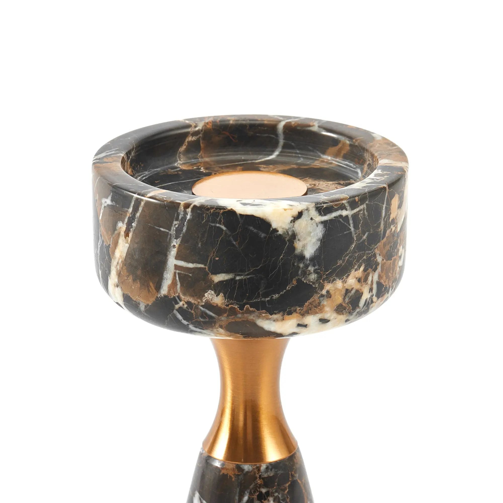 Kerzenständer - für Blockkerzen - Design Marmor-Kerzenhalter mit Goldakzent Aurora Marble Groß