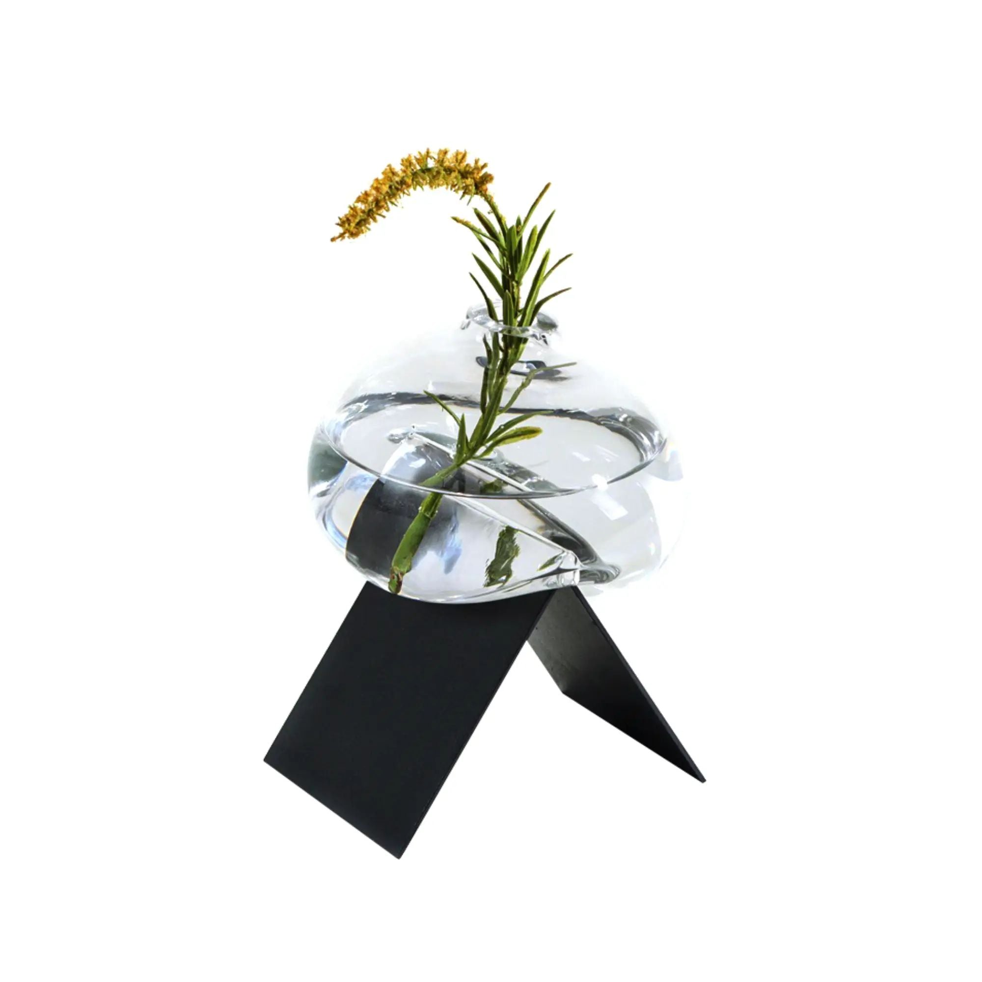 Dekorative-Vase - mit Metallgestell - Tischvase Glasvase für Deko oder Öle Odore Default Title