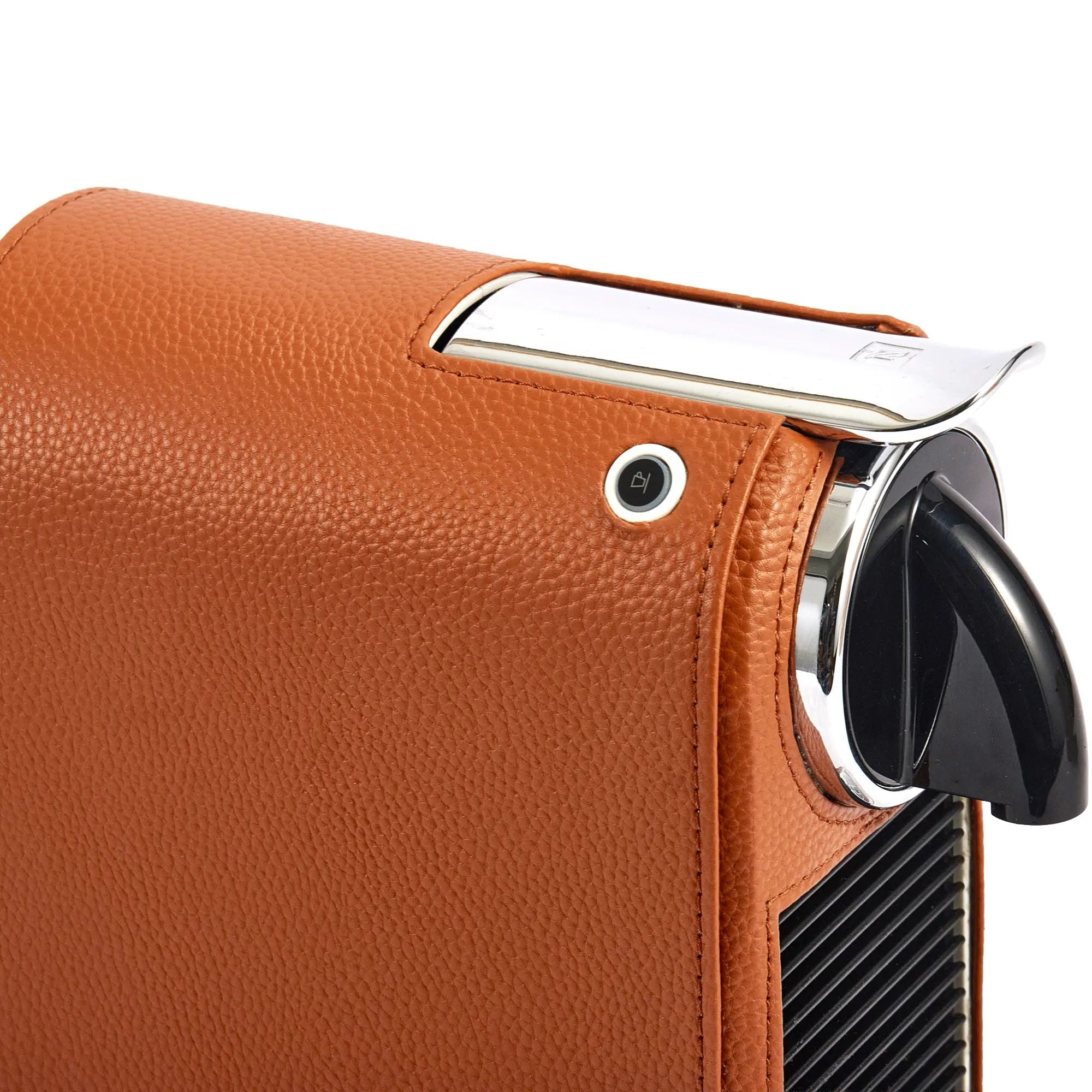 Kaffemaschine-Nespresso-CitiZ - Kapsel-Espressomaschine aus Leder – Cognac-Leder mit Längssteppung – OriginalLine 1,0 L – Classique Nan