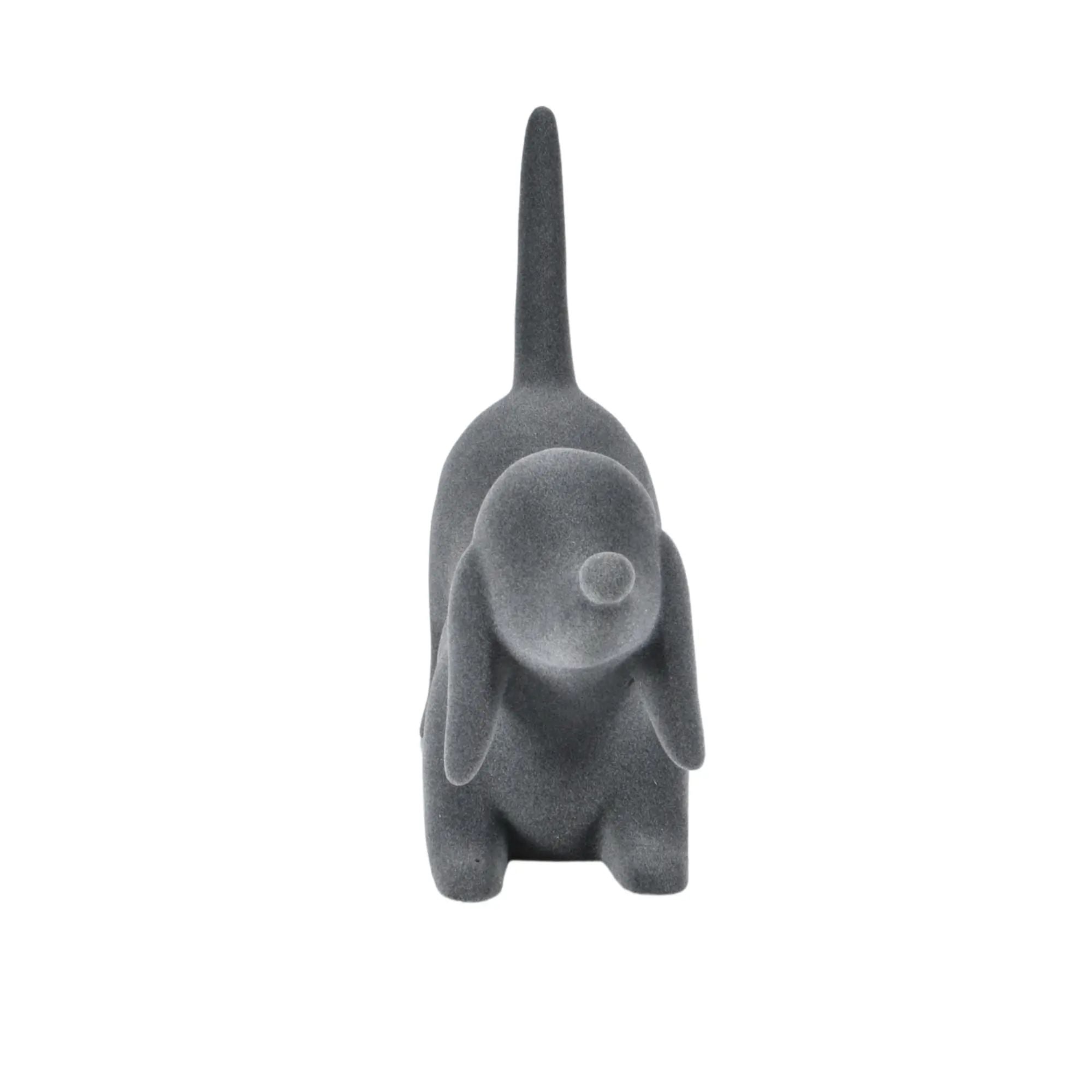 Tierfigur - Skulptur Samtige Hundefigur Canis Velours Élégance Grey