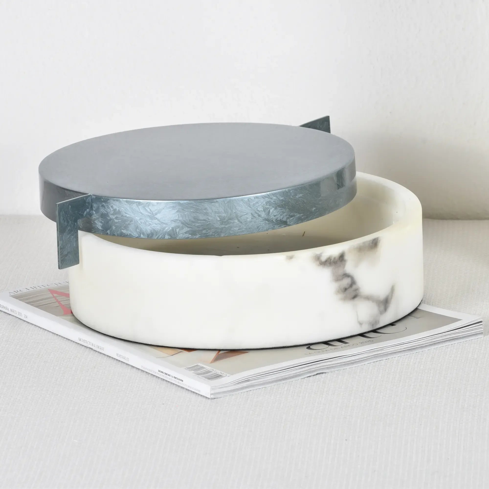 Aufbewahrungsbox - mit Deckel rund - Marmoroptik Ablage Aufbewahrungsdose Badezimmer Horizon Horizon 3