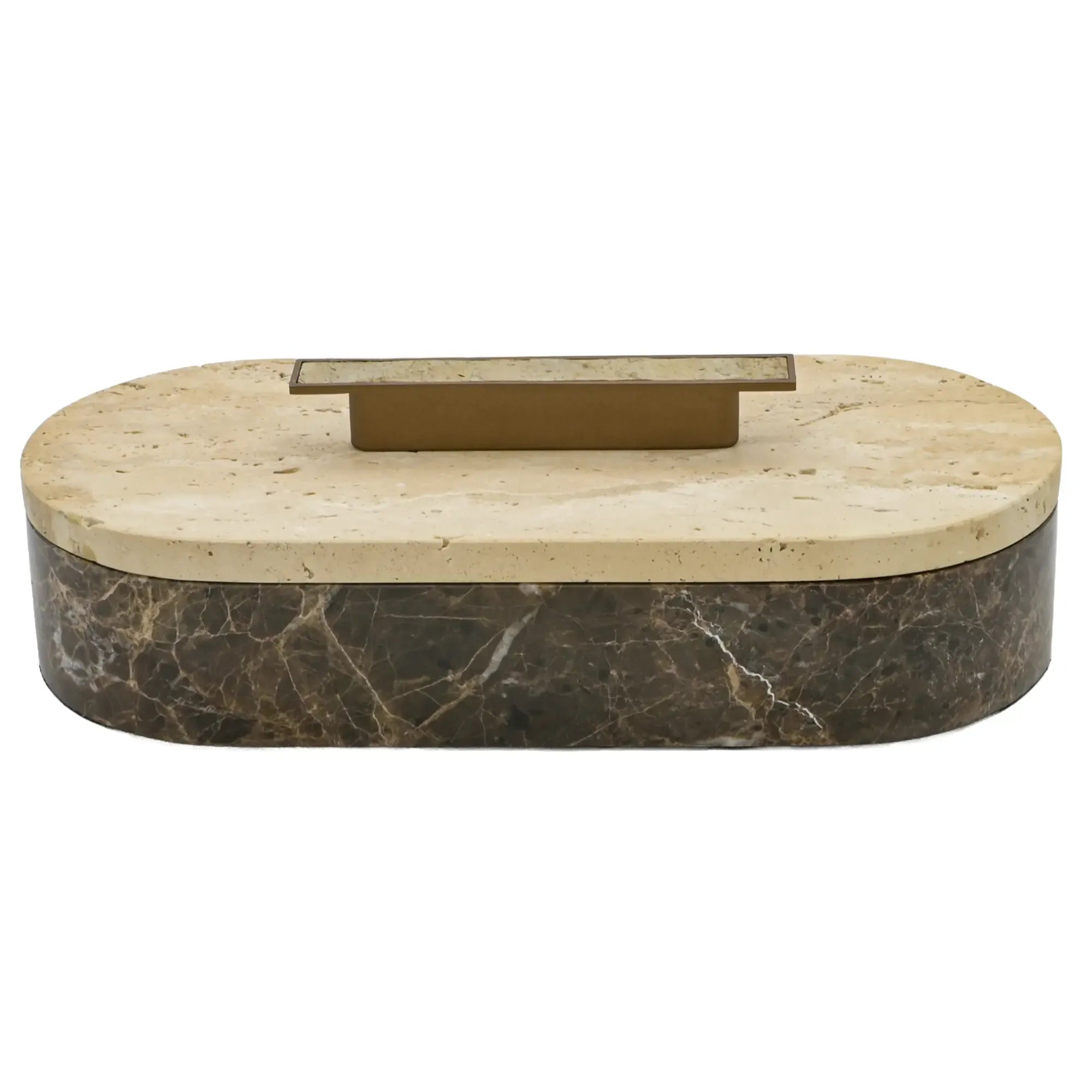 Marmordose - oval mit Deckel - Marmor-Schmuckkästchen schöne Box Roma Duo Groß