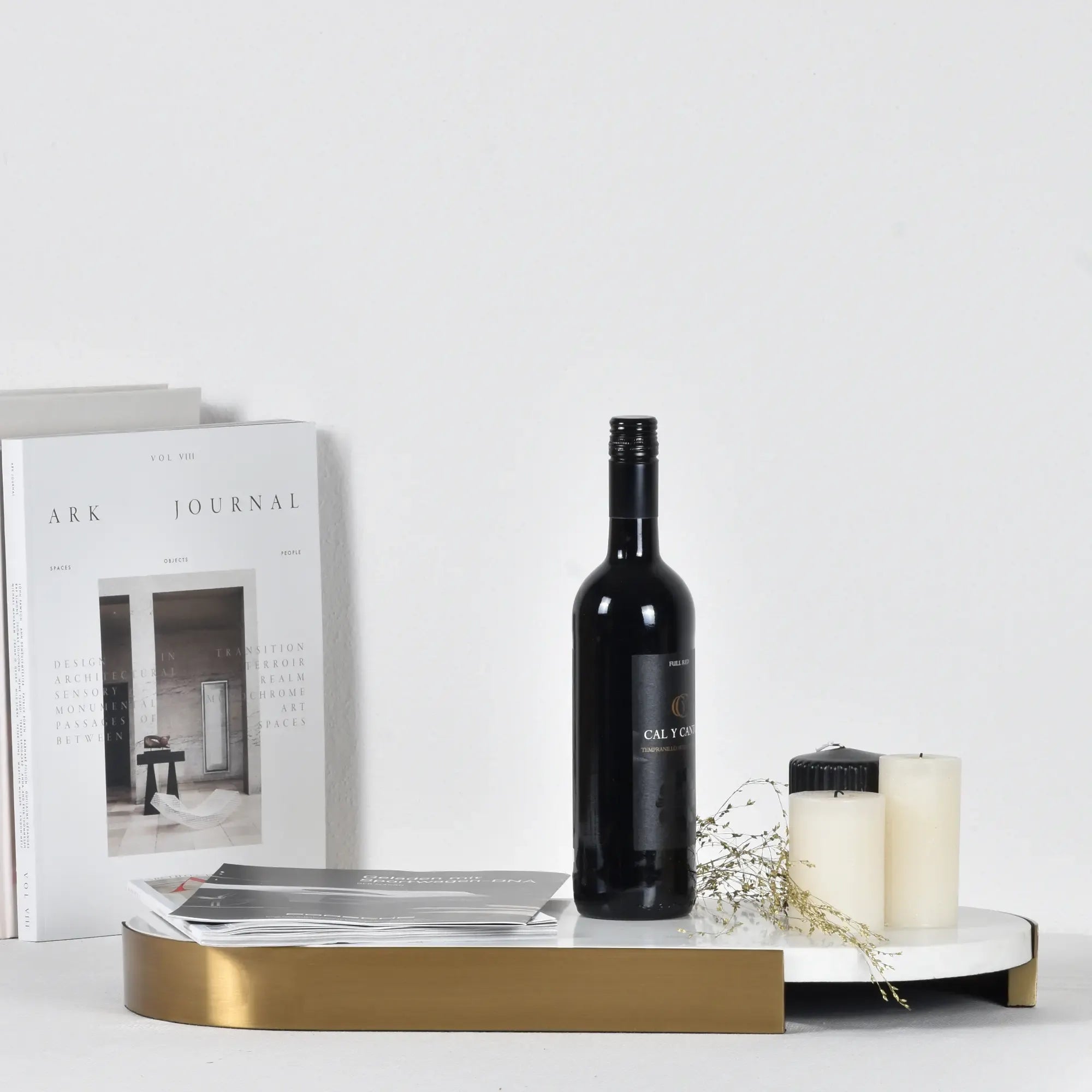 Marmortablett - oval mit Goldkante - Luxus Serviertablett Dekorationsplatte Plateau Élégance Groß