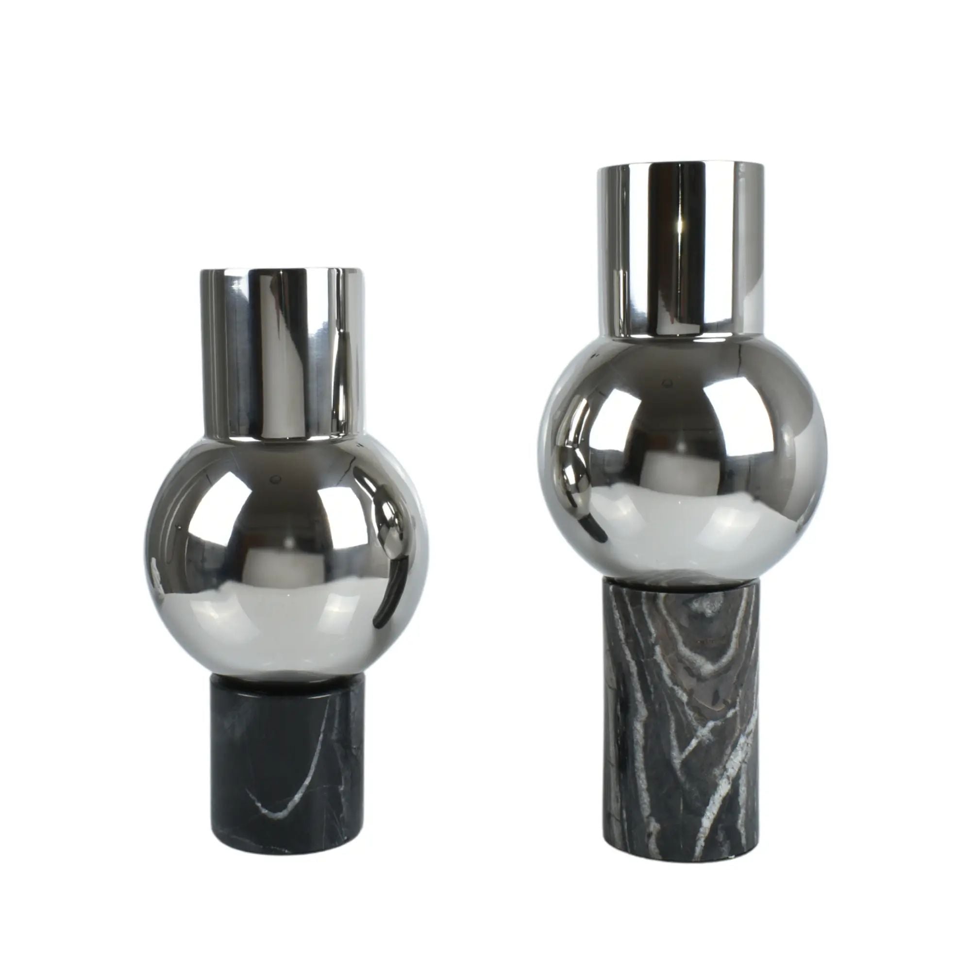 Vase - mit Marmorgestell - Runde Tischvase Edelstahlvase Fatroly Groß