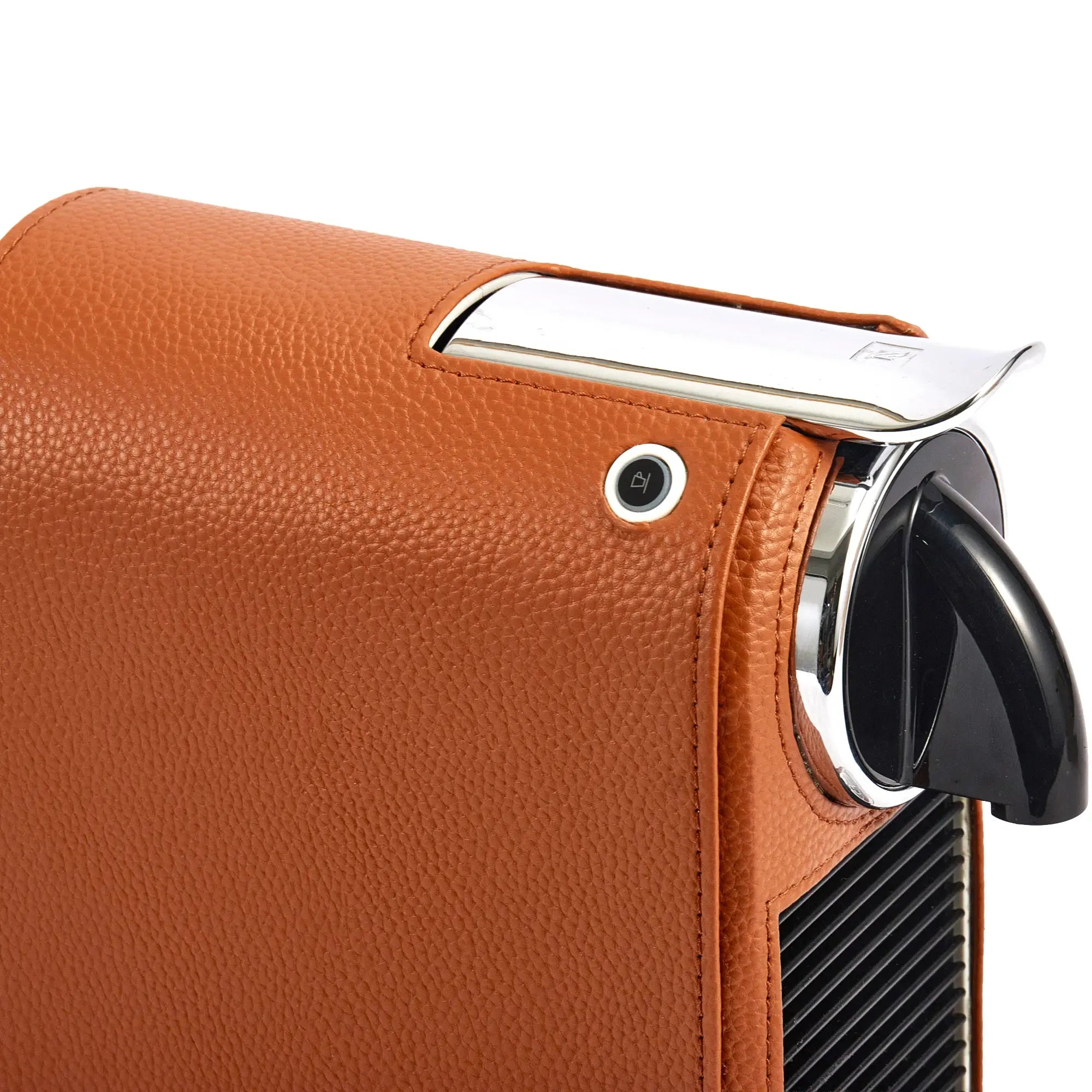 Kaffemaschine-Nespresso-CitiZ - Kapsel-Espressomaschine lederverkleidet – Cognac-Leder mit Längssteppung – OriginalLine 1,0 L – inspiriert von CitiZ – Cuir Classique Nan