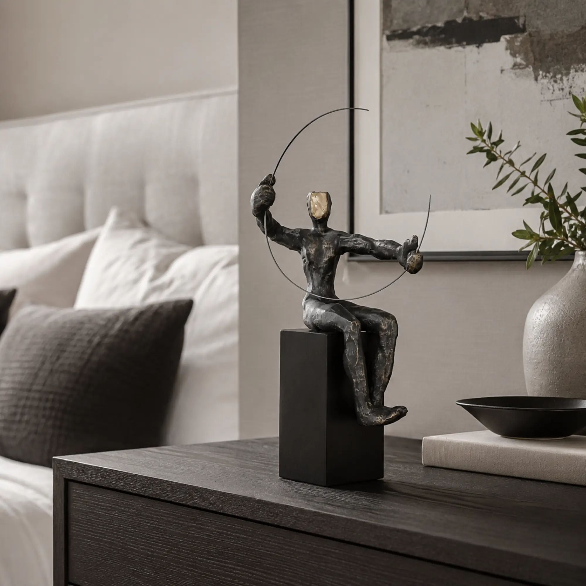 Dekofigur - sitzender Mensch - Sitzende Deko Menschfigur mit Glasscheibe Homme Éthéré Default Title
