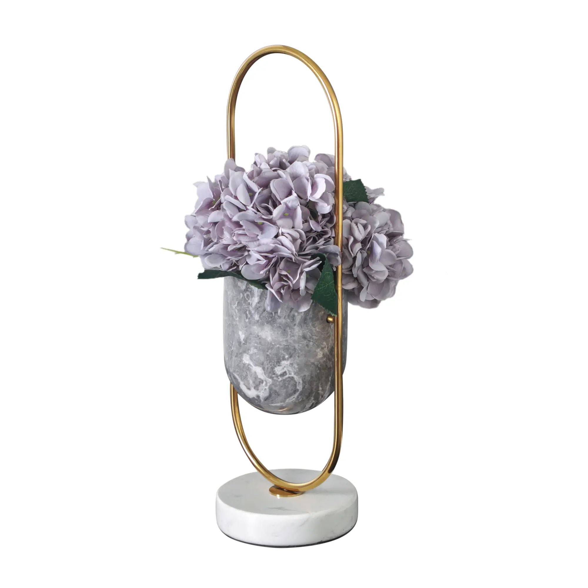 Marmorvase - mit Goldgriff - Standvase mit Fuß LunaireArc gold
