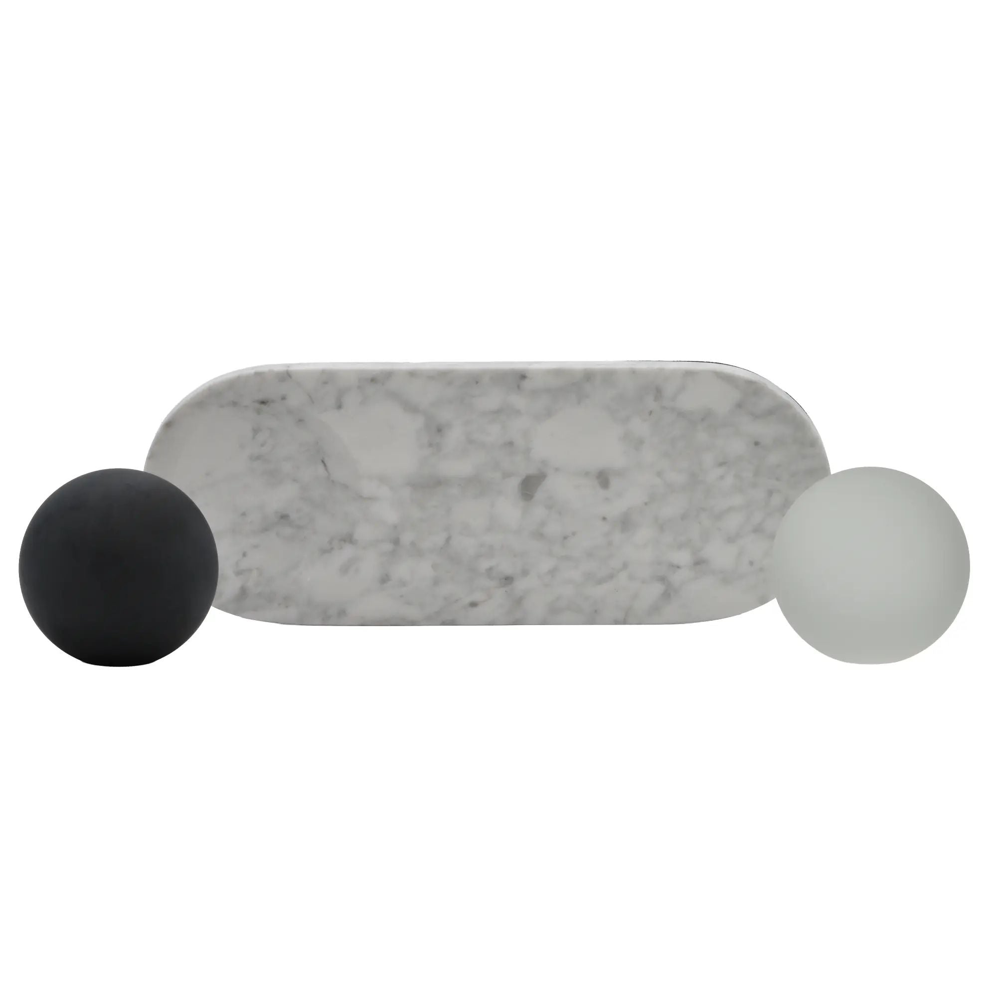 Dekoobjekt - Tablett mit Kugeln Carrara-Marmor – Dekoplatte – Designtablett Equilibrio Nan