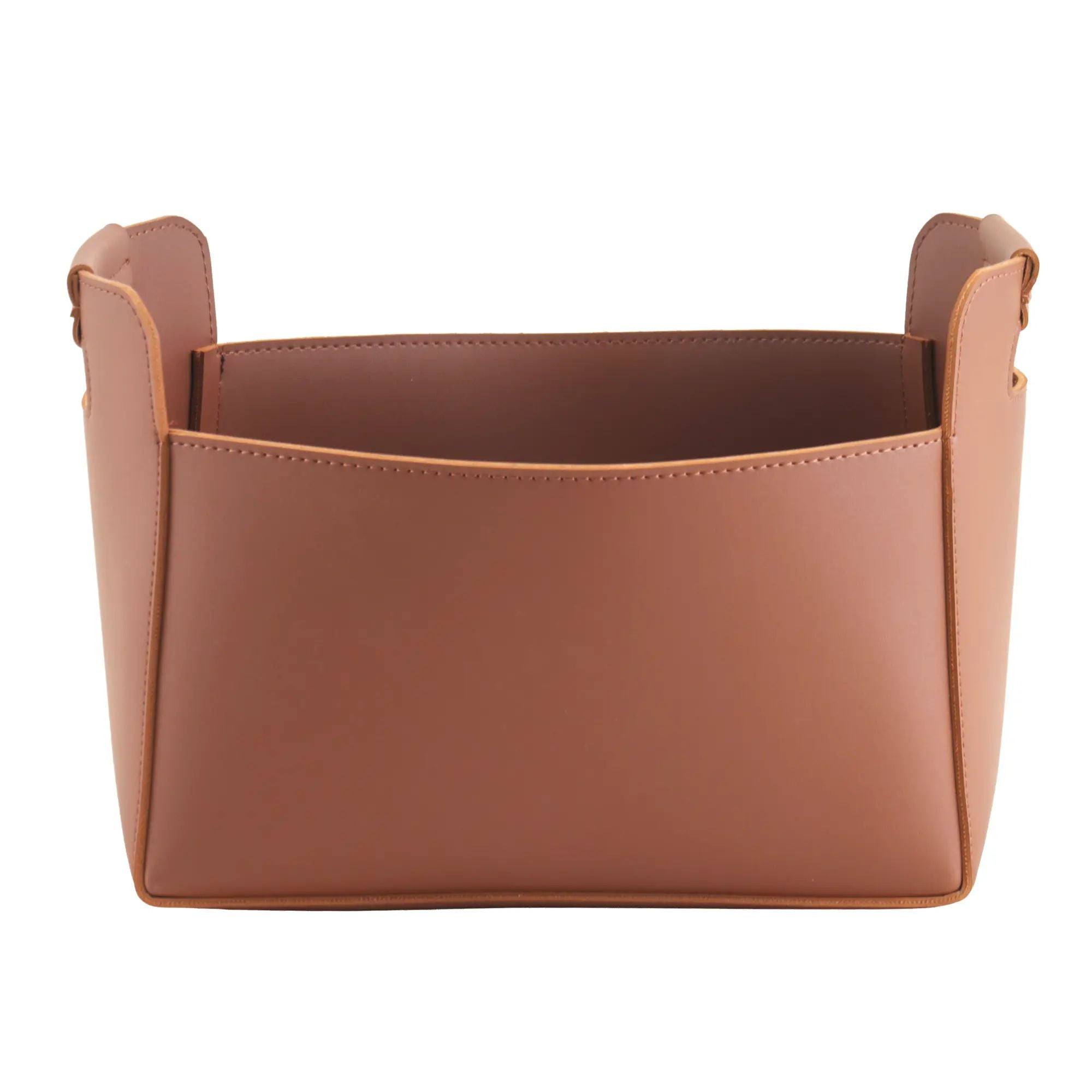 Aufbewahrungskorb - Lederkorb Organizer – Glatte Lederoptik – Aufbewahrungkorb mit Cut-out-Griffen Arca Nan