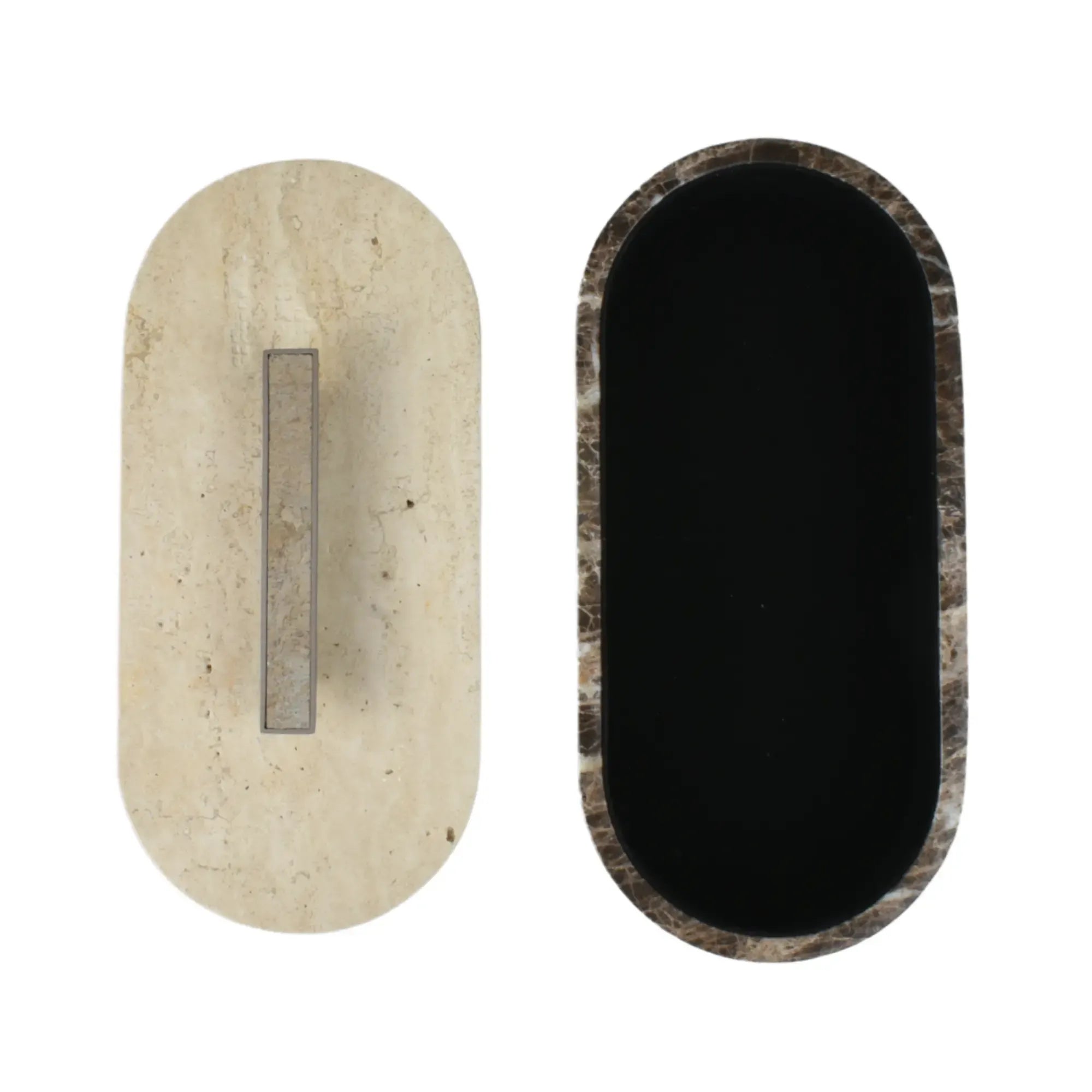 Marmordose - oval mit Deckel - Marmor-Schmuckkästchen schöne Box Roma Duo