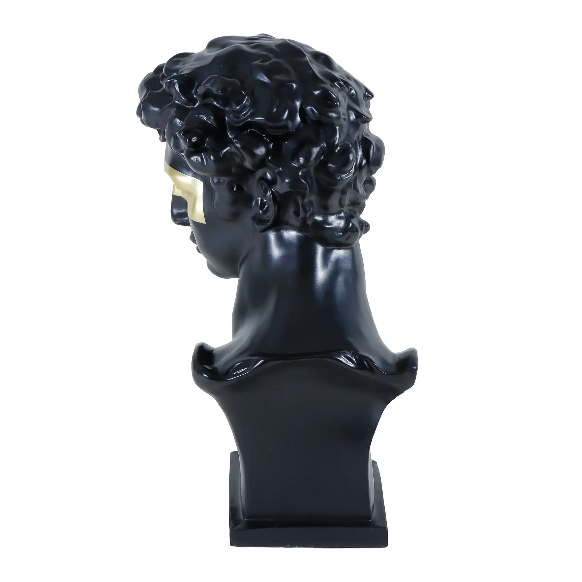 Dekobüste - Skulpturale Büste – Mattschwarz mit goldener Augenbinde – David-Interpretation Deko-Objekt Aurea Nan