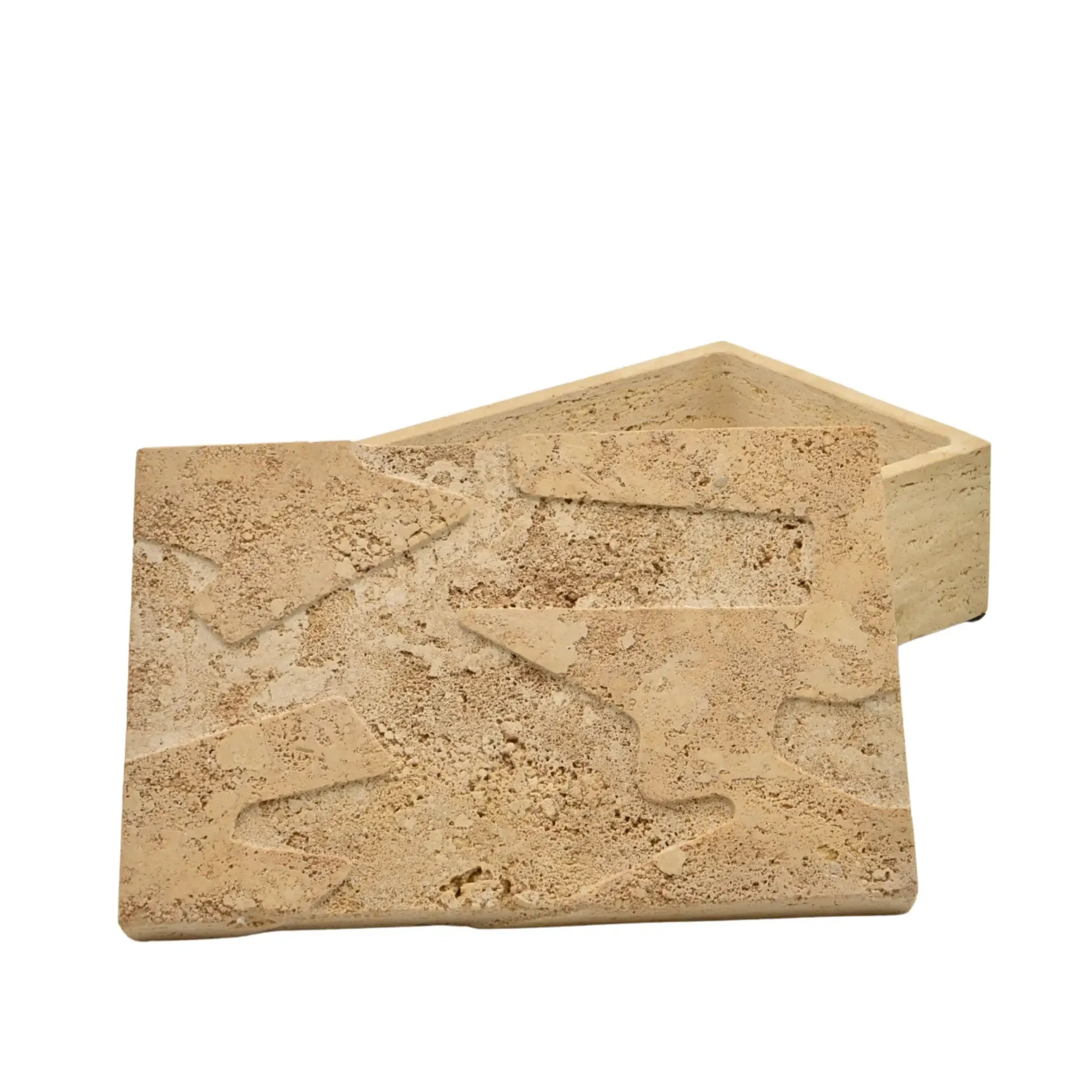 Aufbewahrungsbox - Schmuckdose aus Naturstein - Minimalistische Steinbox Boîte Travertin Épure Groß