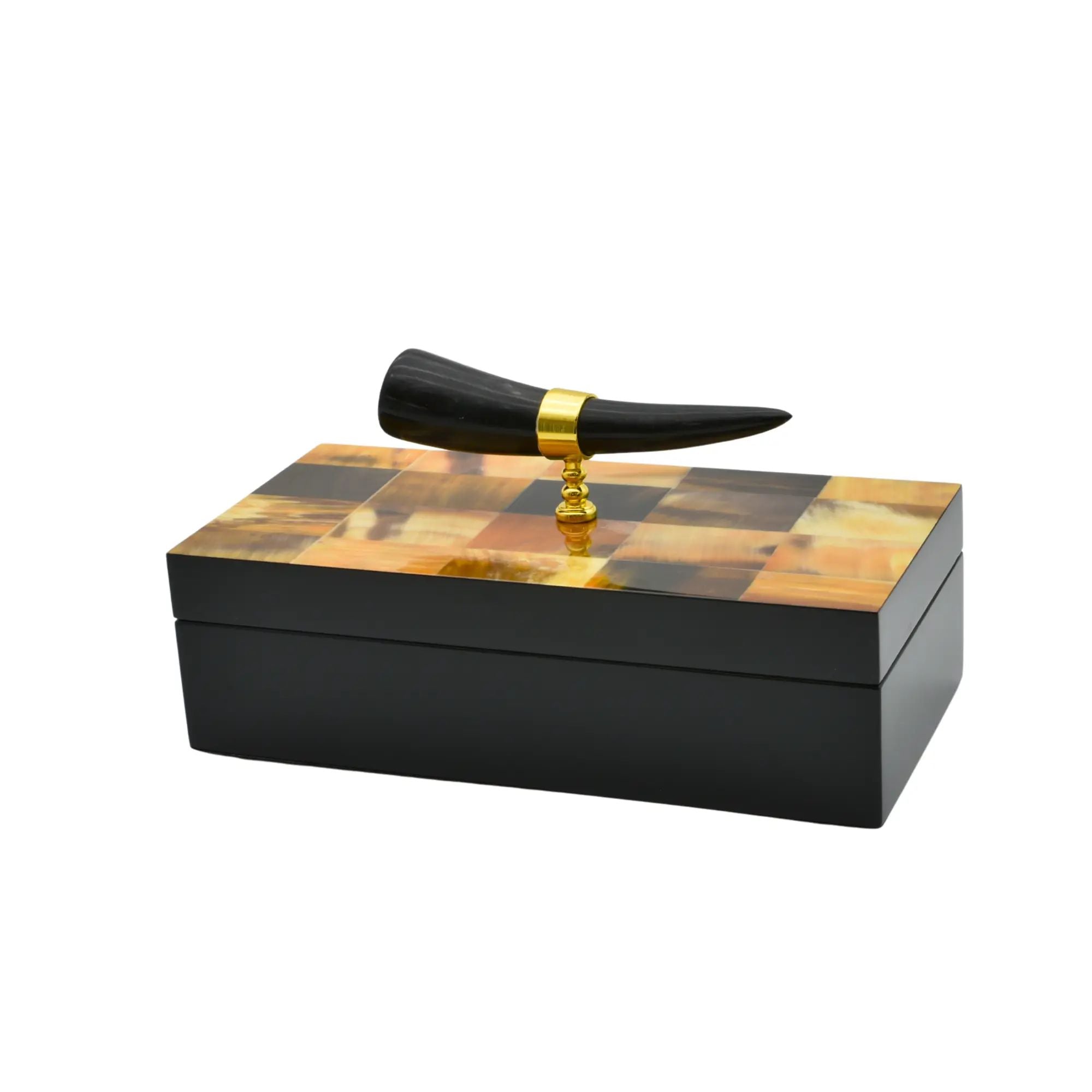 Holzschatulle - rechteckig mit Deckel - Design Aufbewahrungsbox Horn-Deko Schmuckkasten Evidenza Default Title
