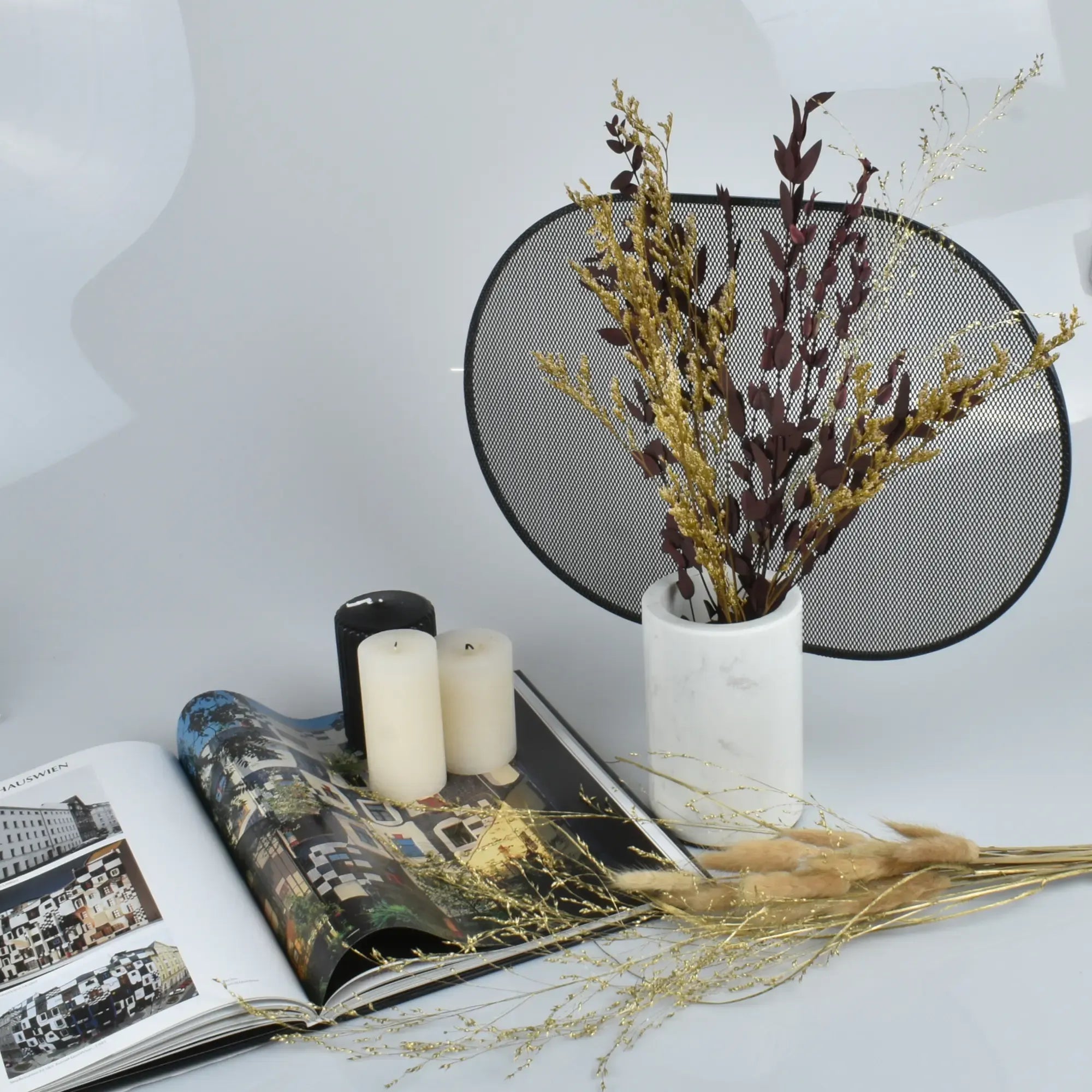 Marmorvase - rund mit Alu - Exclusive Designervase Deko Tischvase Marble Eclipse