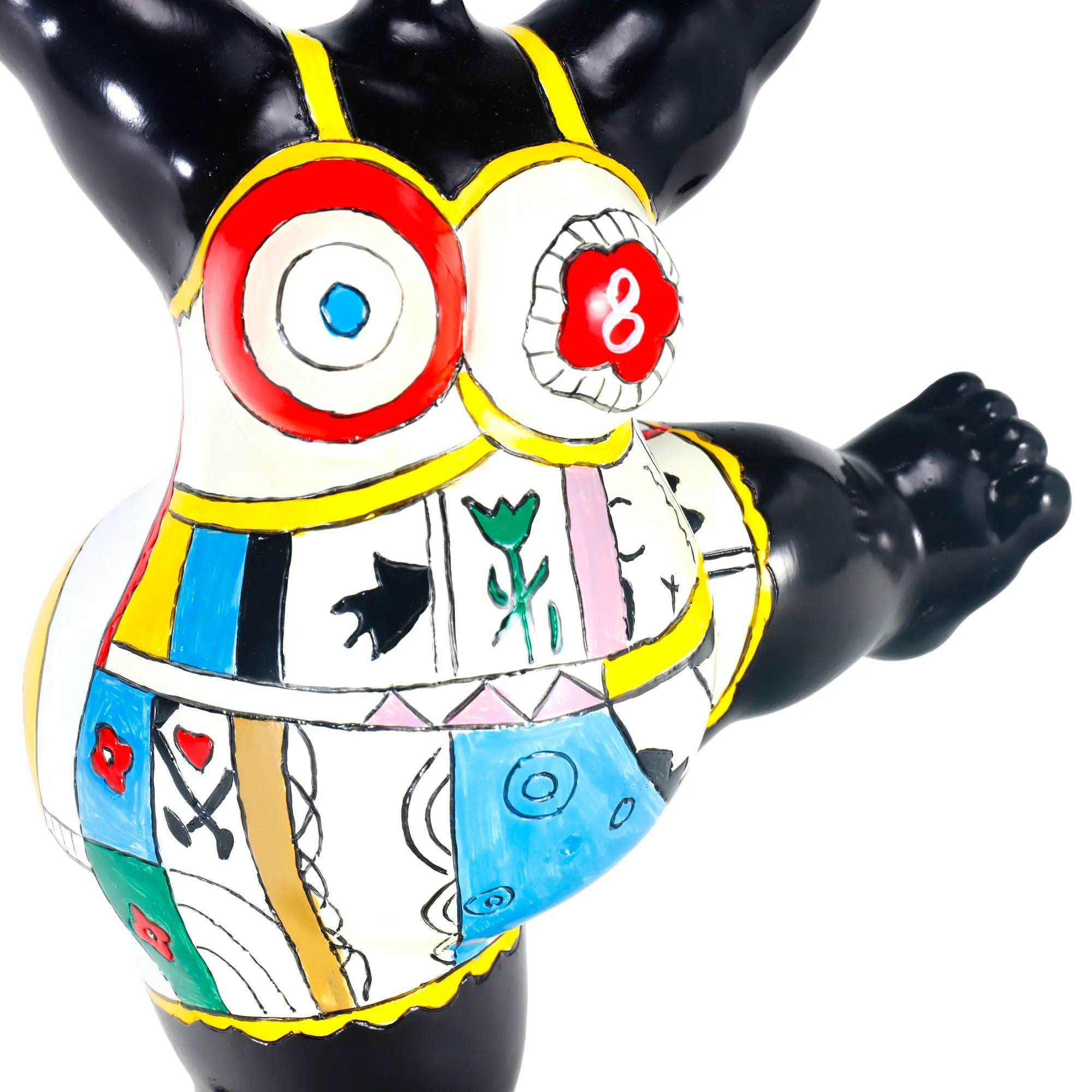 Statue - Skulptur – Abstrakte Pop‑Art Dekofigur aus Kunstharz, handbemalt auf Rundsockel – Danse Joyeuse Nan