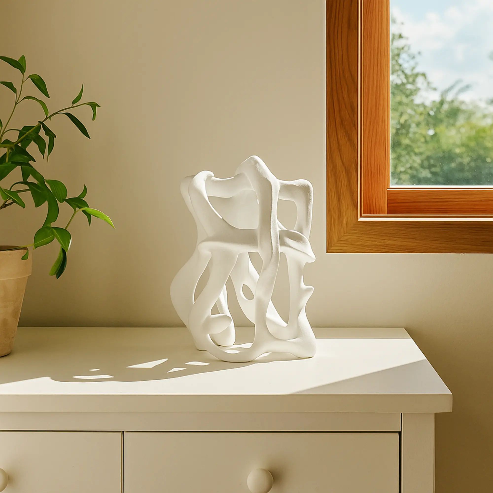 Dekoobjekt - Strukturiert - Designer Skulptur Freundschaft Weiß