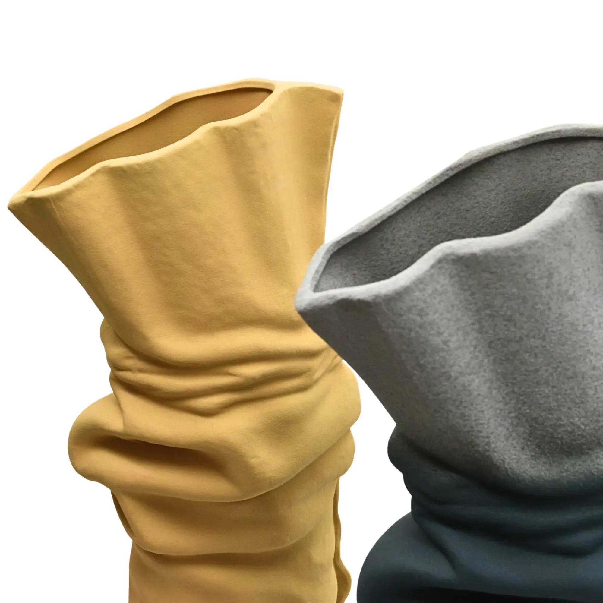 Keramikvase - handgemachte Designvase - Skulpturale Standvase Ondula Terrae Grün-Blau