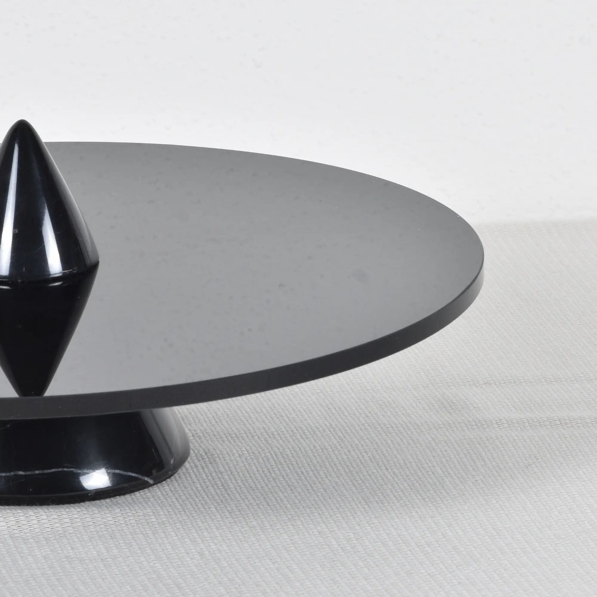 Servierplatte - rund mit Marmorfuß - Rauchglas Tortenplatte Dekoteller Équilibre Noir Groß