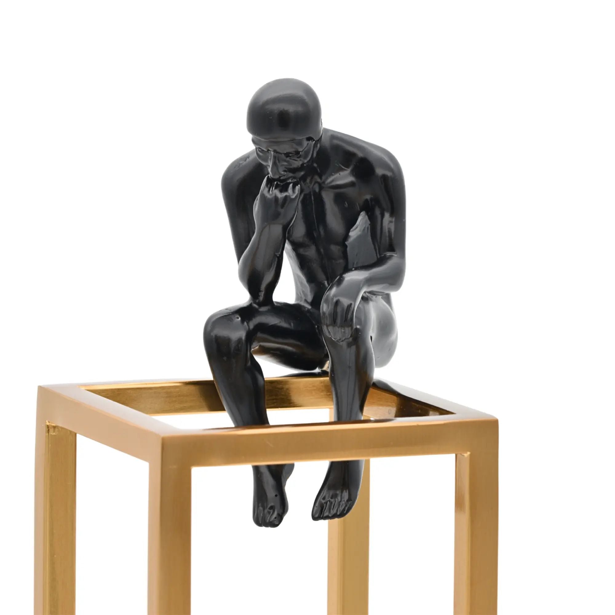 Dekofigur - Moderne figurative Denkerskulptur - Skulptur Architektonische Denker-Sitzfigur Cognitio Aurea Default Title