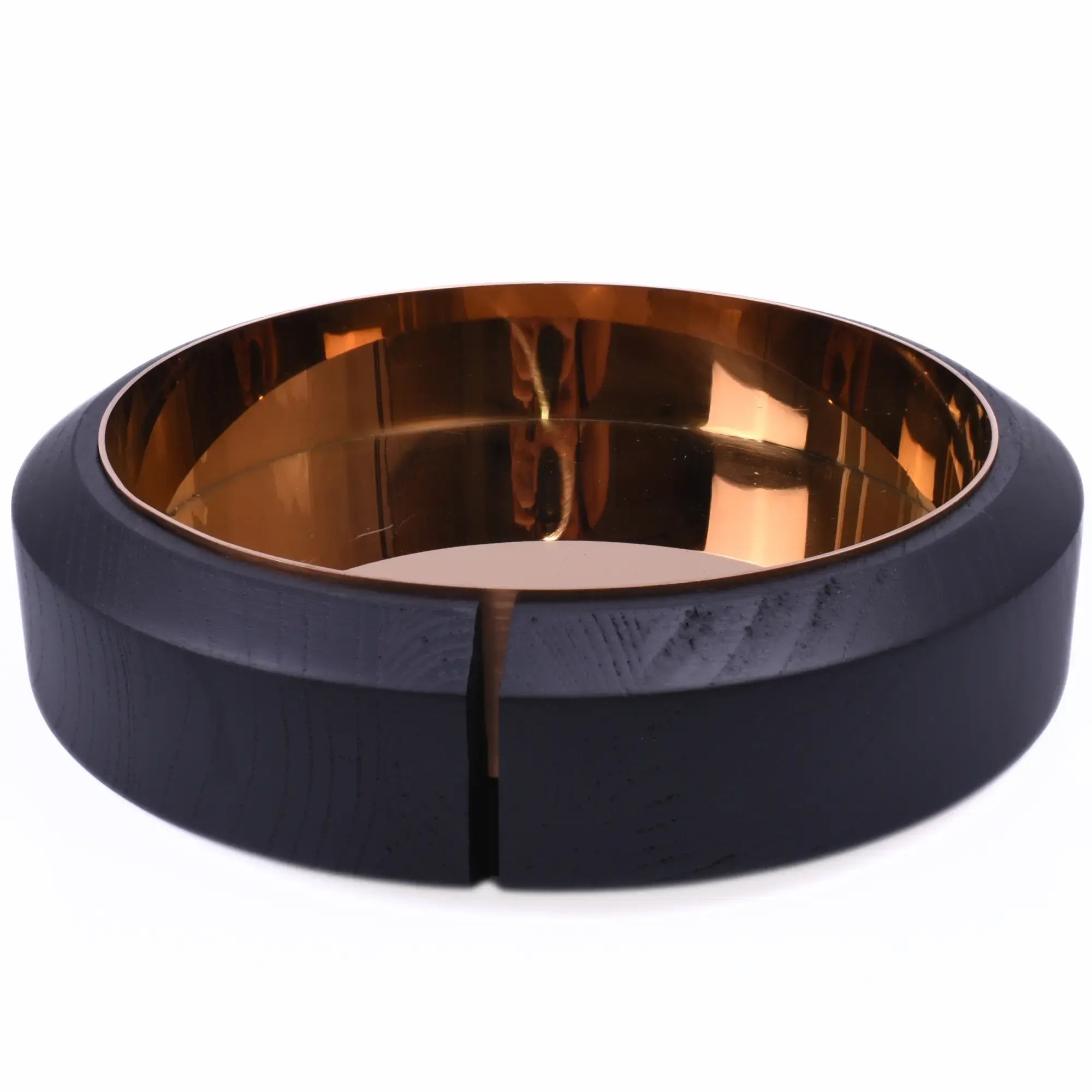 Runde-Schale - aus Holz und Edelstahl - Obstschale Servierschale glänzend Lol