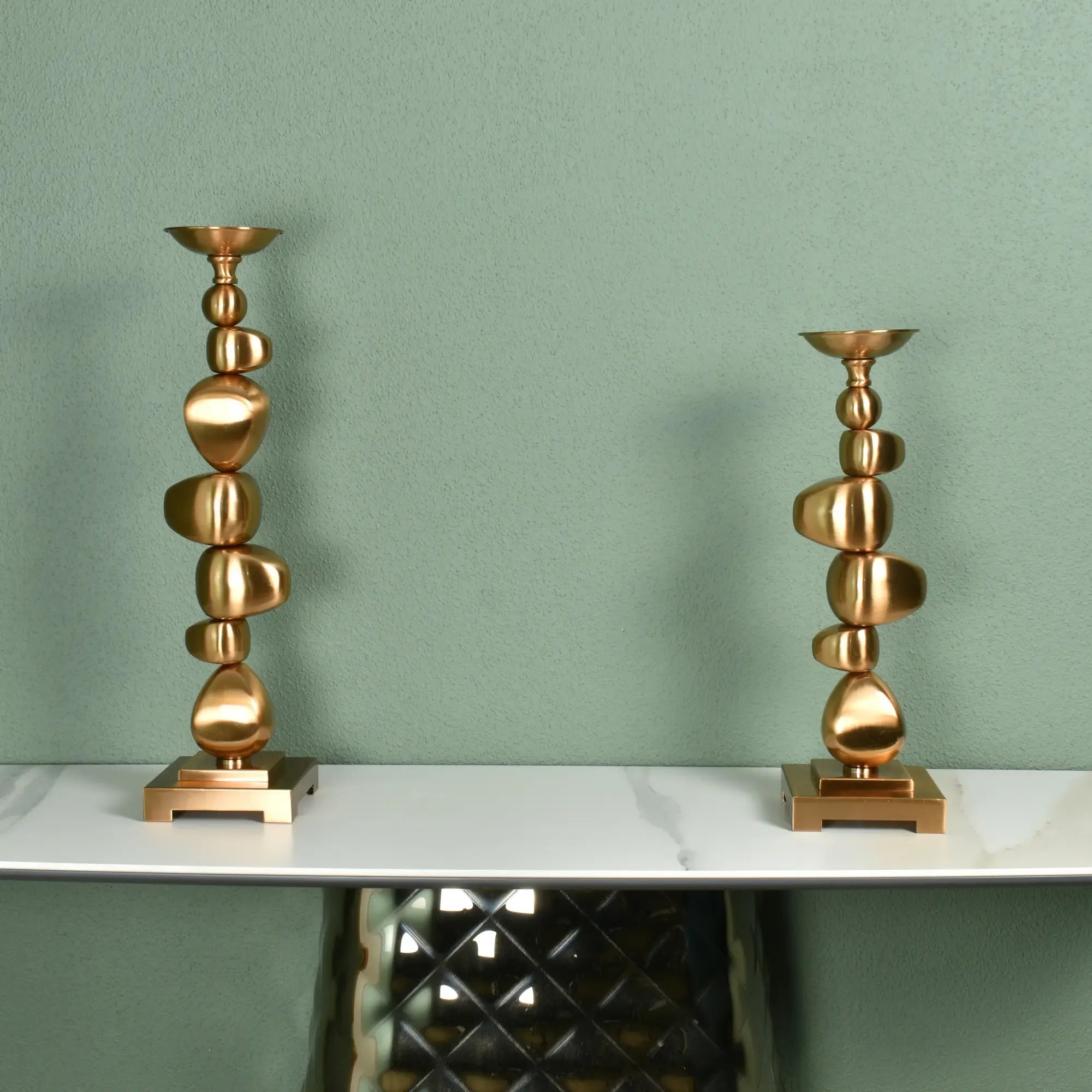 Kerzenständer - Gold Rund - Design Dekorativer Kerzenhalter CantoGold Groß