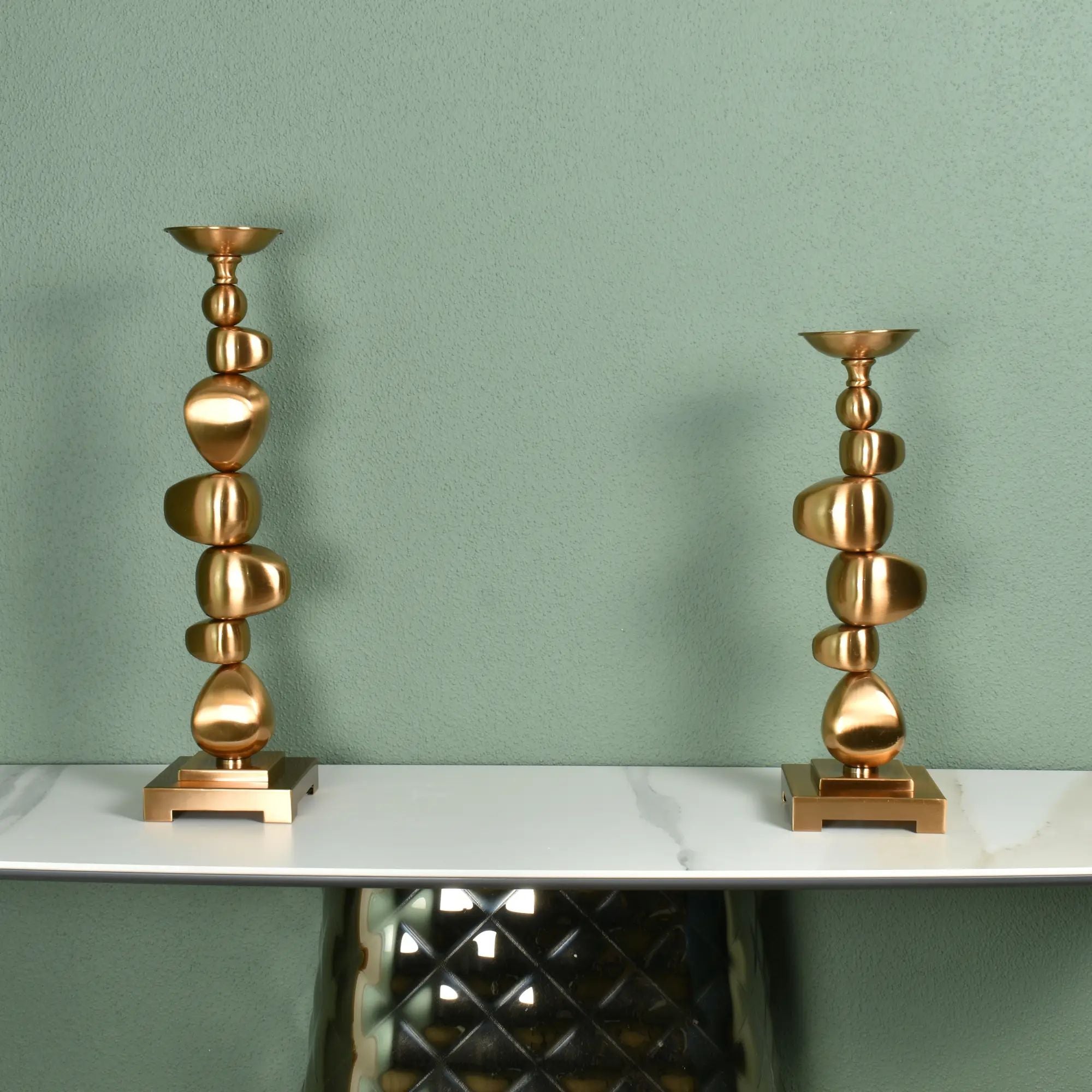 Kerzenständer - Gold Rund - Design Dekorativer Kerzenhalter CantoGold Groß
