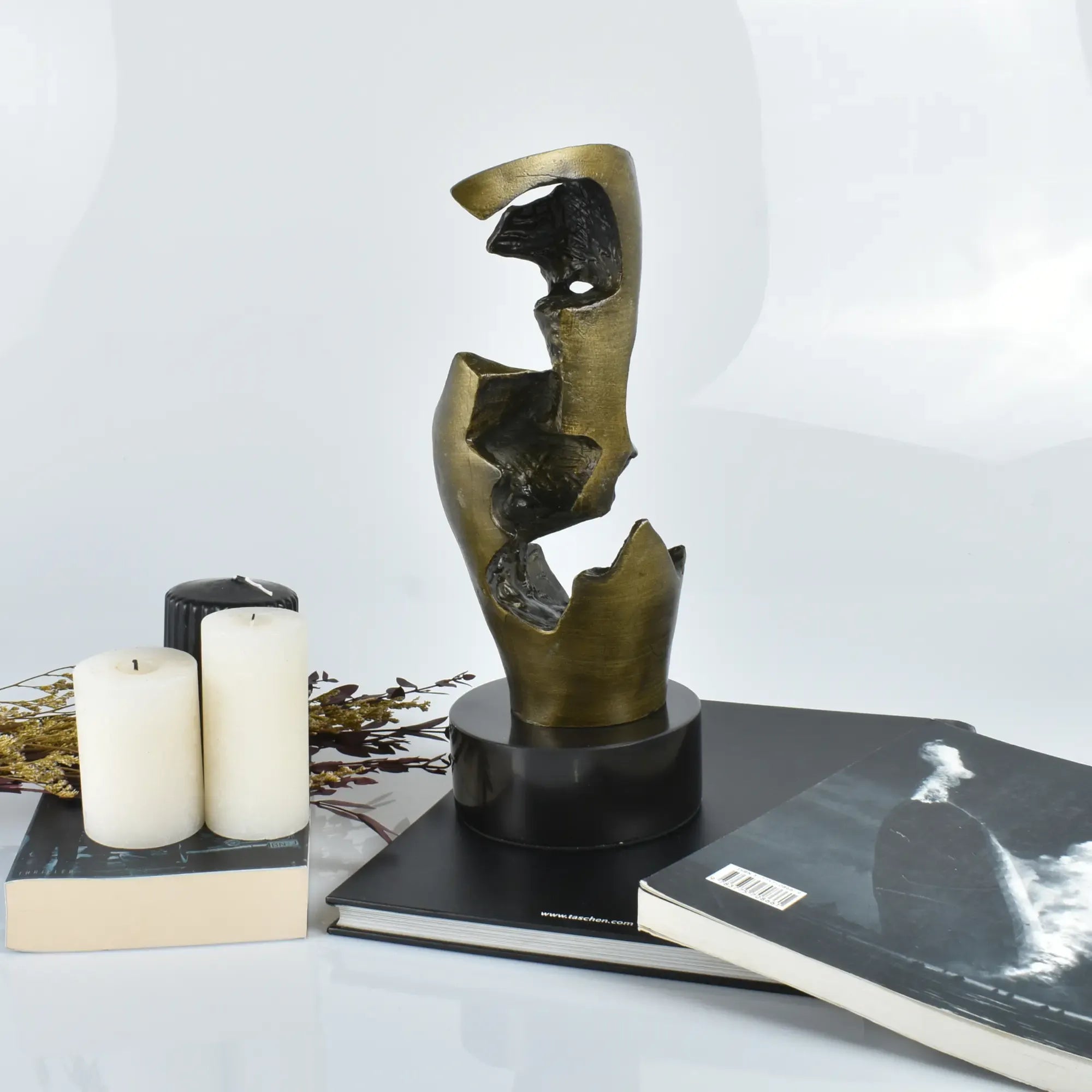 Stahlfigur - Moderne Metallskulptur - Abstraktes Deko-Objekt goldene Skulptur Eclipse