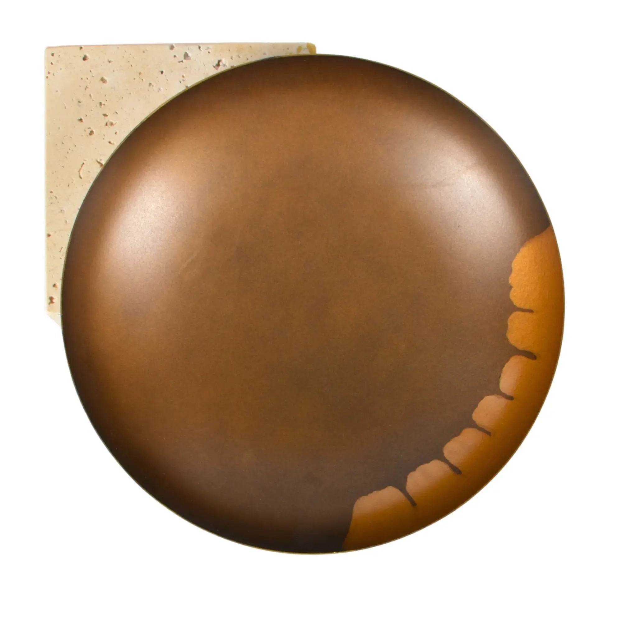 Runde-Schale - mit Travertinsockel - Unikale Dekoschale bronze Obstschale Romano