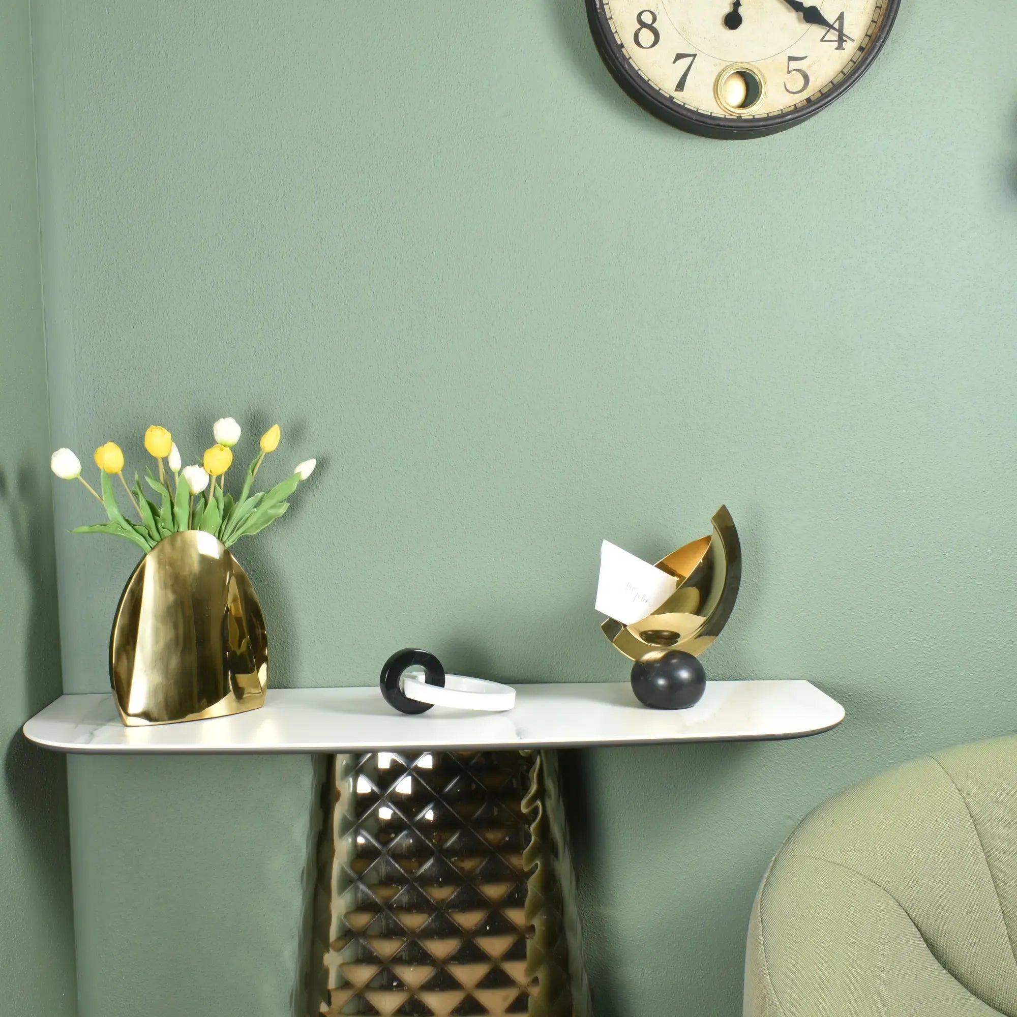 Dekoschale - Tafelaufsatz - Dekoschale auf Marmor Tischvase auf Marmor Mezzaluna Default Title