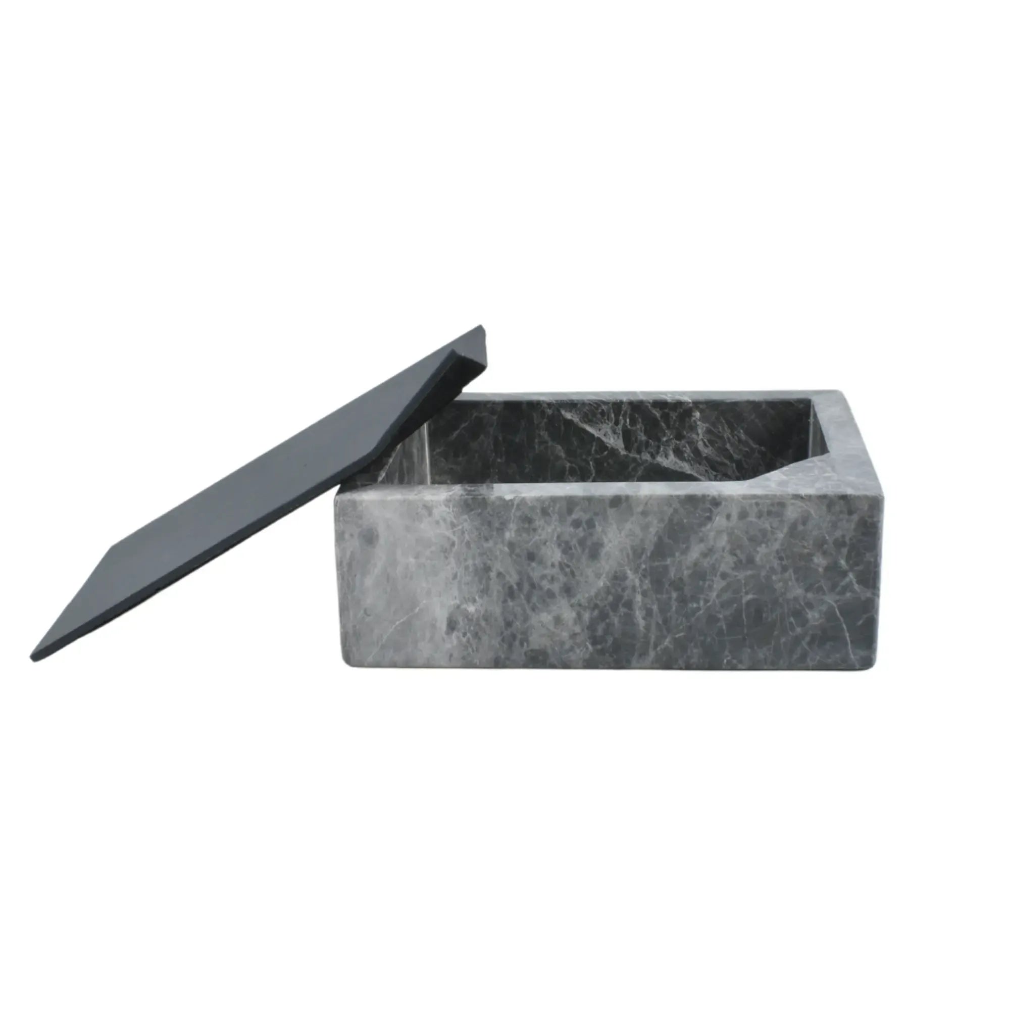 Schmuckdose - Marmor Schmuckkästchen mit Deckel - Edle Schmuckaufbewahrung Marmor Ablage Obsidian Vault