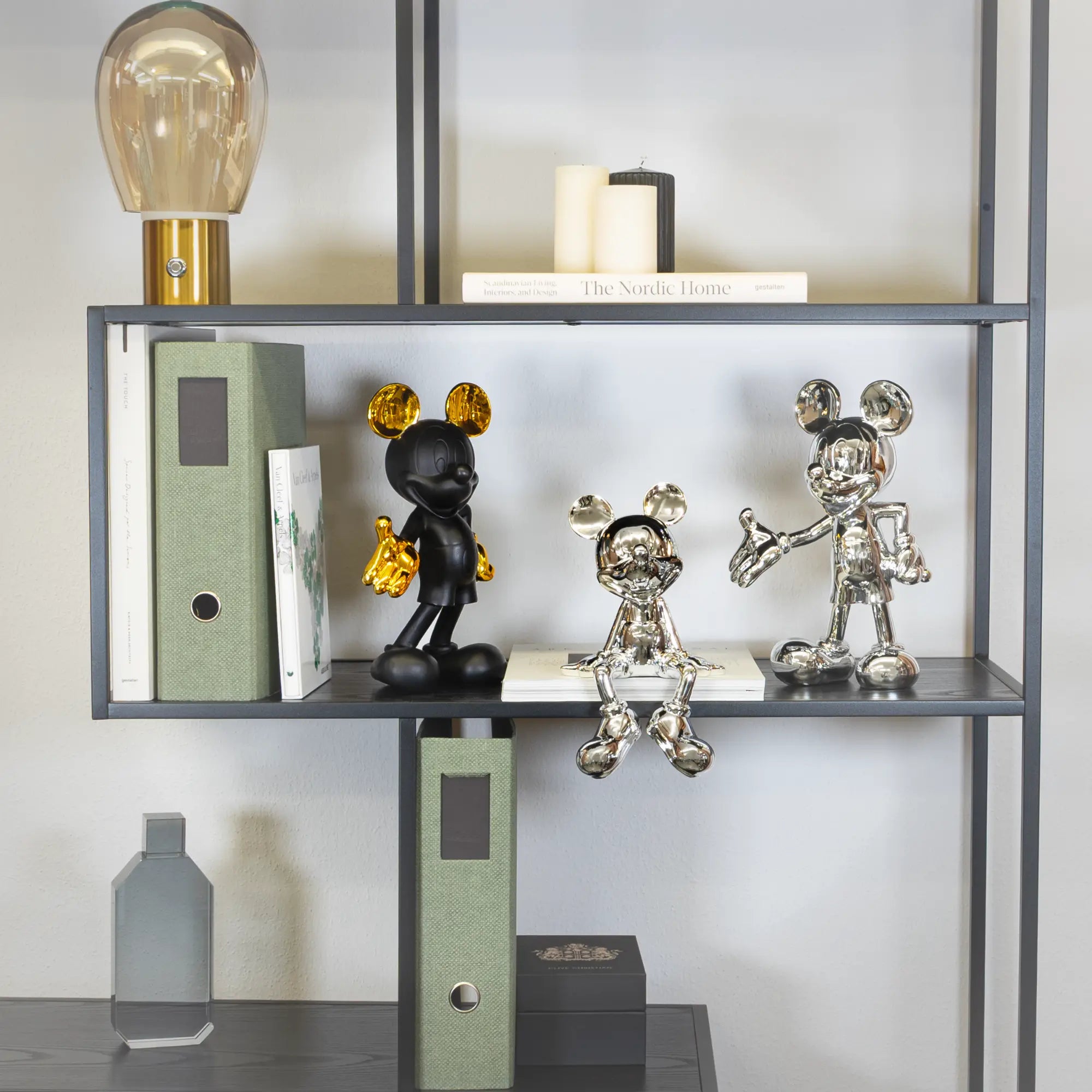 Deko Mickey Mouse (Micky Maus) Zeichentrickfigur - Große silbener glänzender Figur - Sammlerstück - Designer Tischdeko - Dekoobjekt