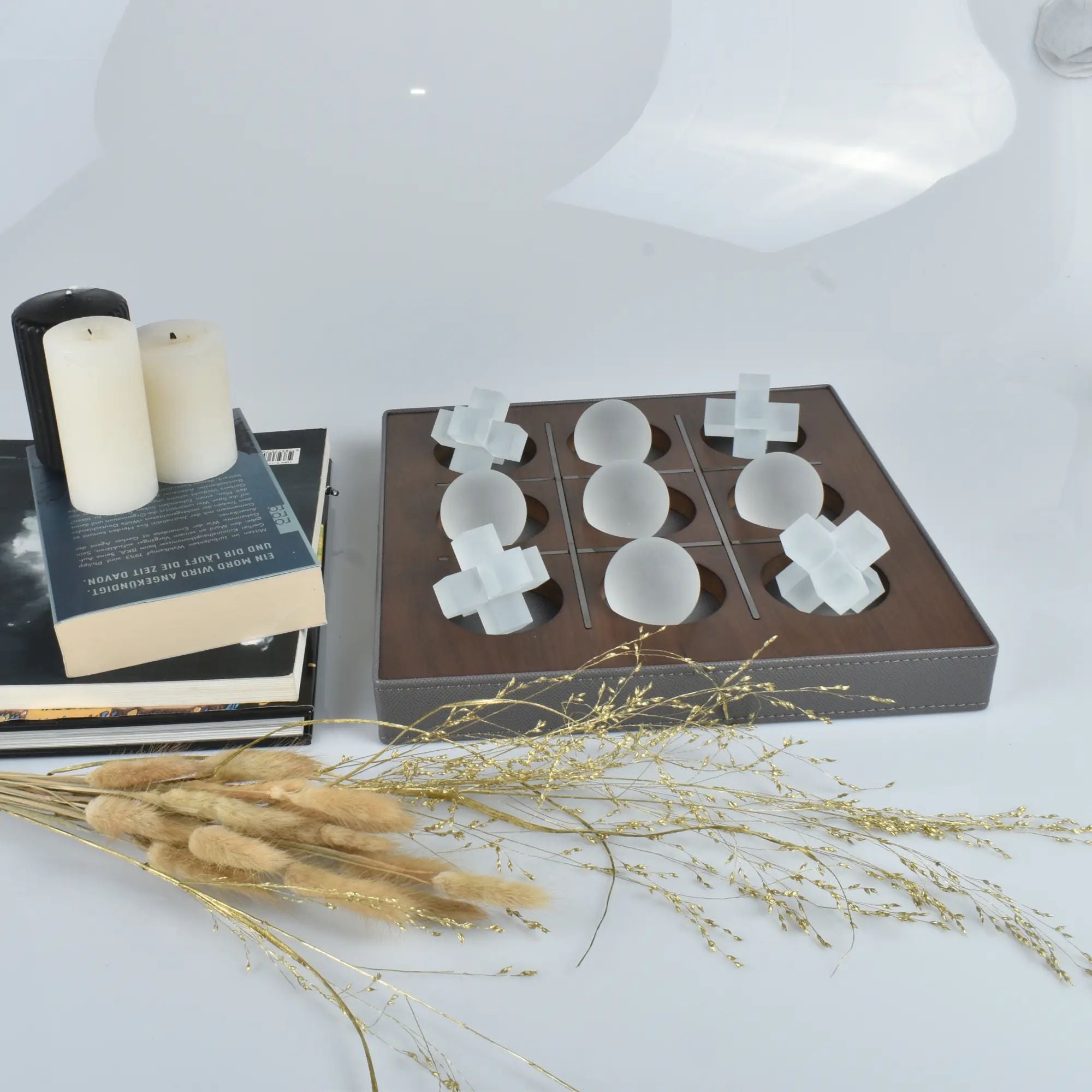 Tischspiel - Tic-Tac-Toe-Spiel - Glasfiguren Drei-Gewinnt-Set Brettspiel Aurora Luxe Default Title
