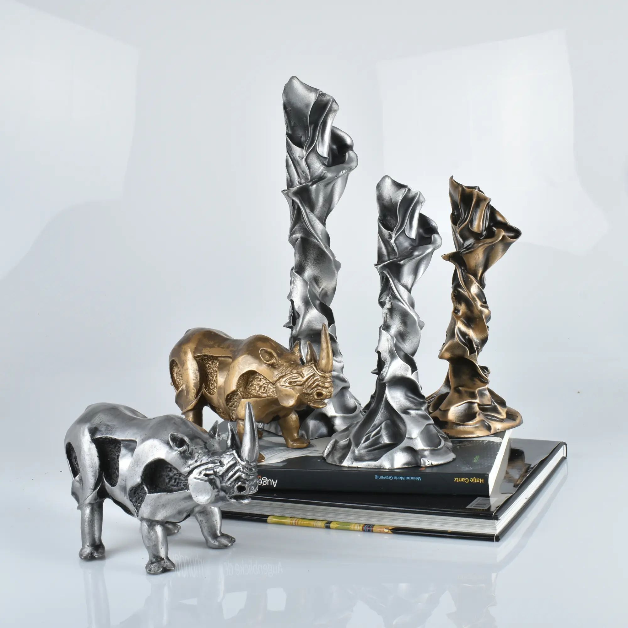 Tierfigur - Nashorn - Edle Deko-Skulptur Design Deko-objekt Brass Guardian Bronze
