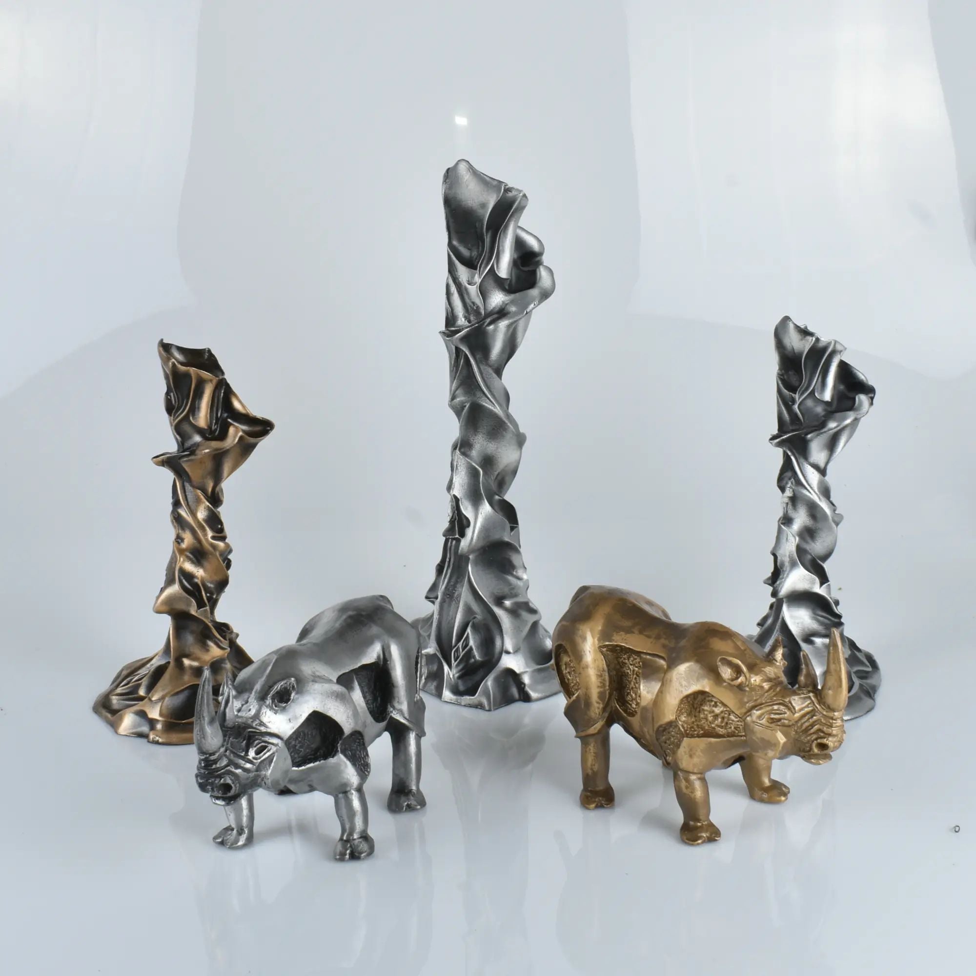 Tierfigur - Nashorn - Edle Deko-Skulptur Design Deko-objekt Brass Guardian Bronze