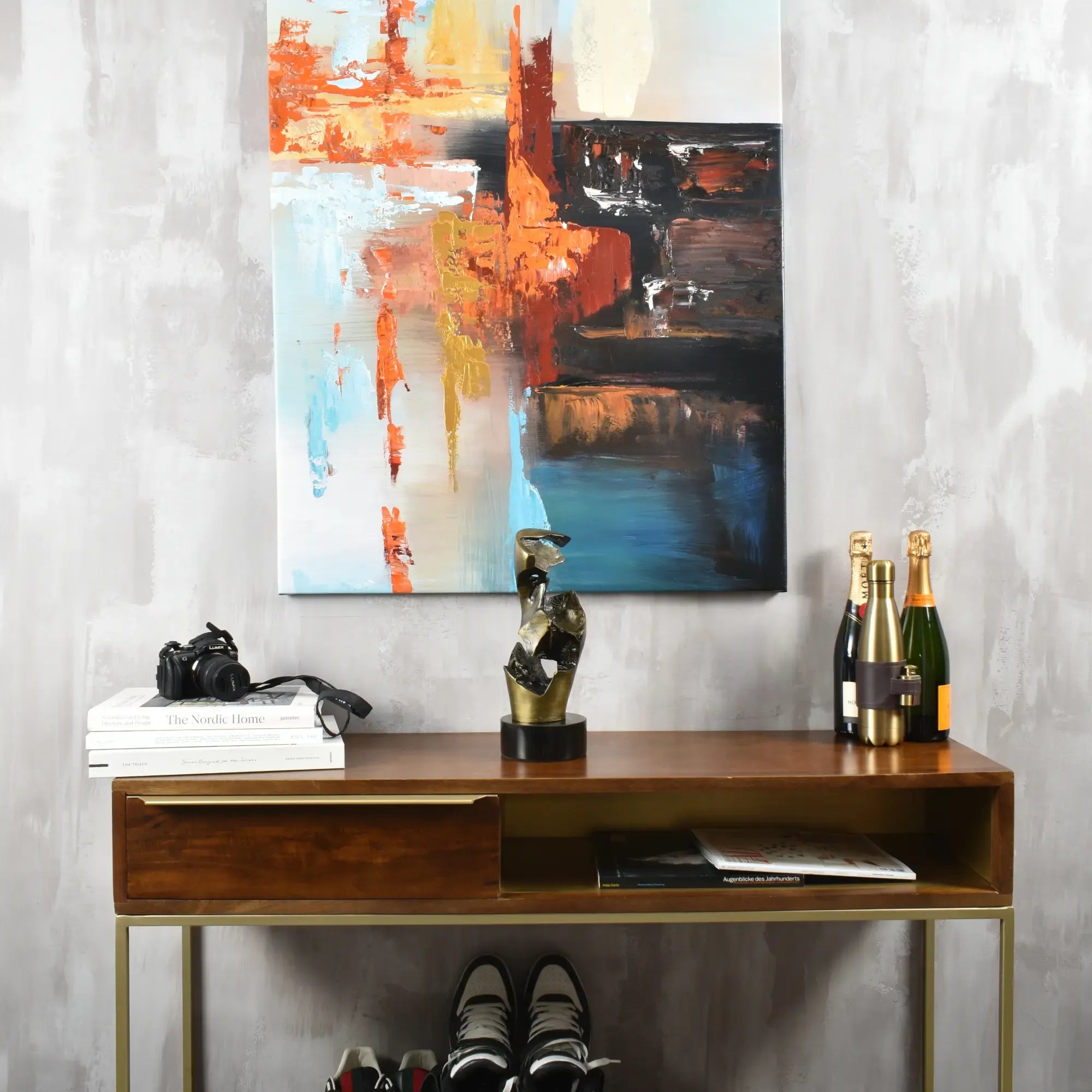 Stahlfigur - Moderne Metallskulptur - Abstraktes Deko-Objekt goldene Skulptur Eclipse