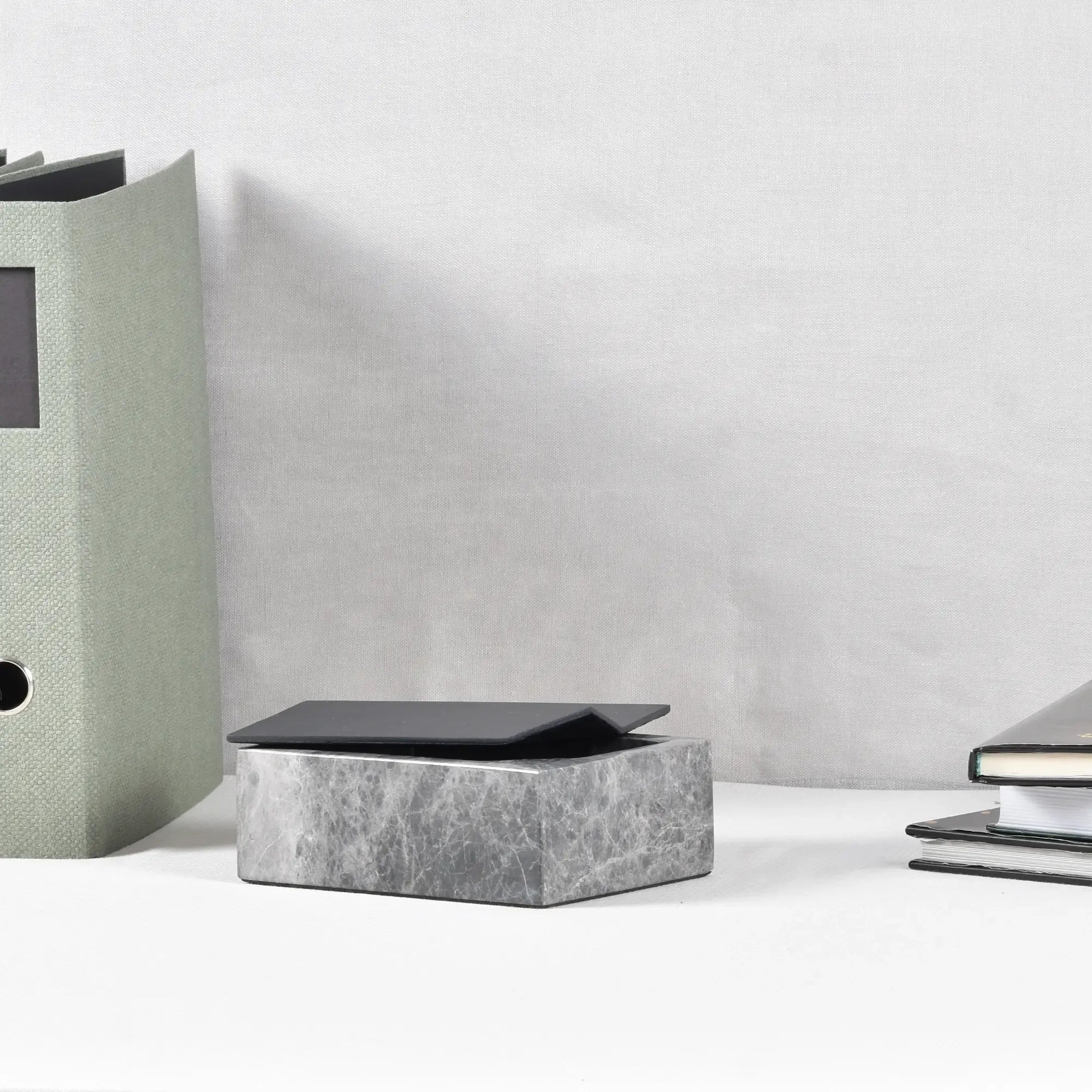 Schmuckdose - Marmor Schmuckkästchen mit Deckel - Edle Schmuckaufbewahrung Marmor Ablage Obsidian Vault