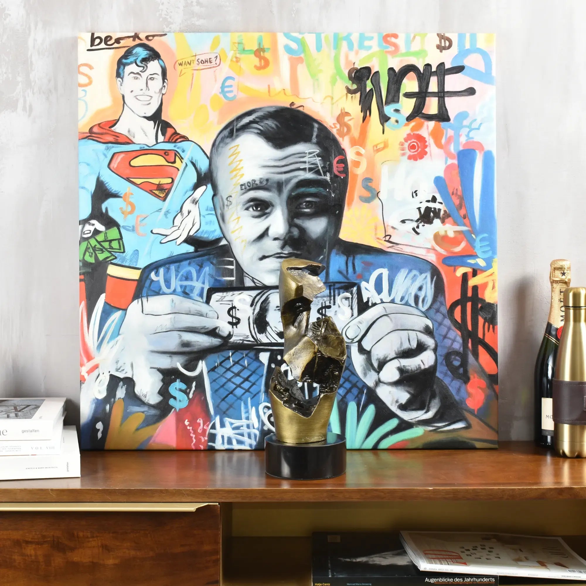 Stahlfigur - Moderne Metallskulptur - Abstraktes Deko-Objekt goldene Skulptur Eclipse