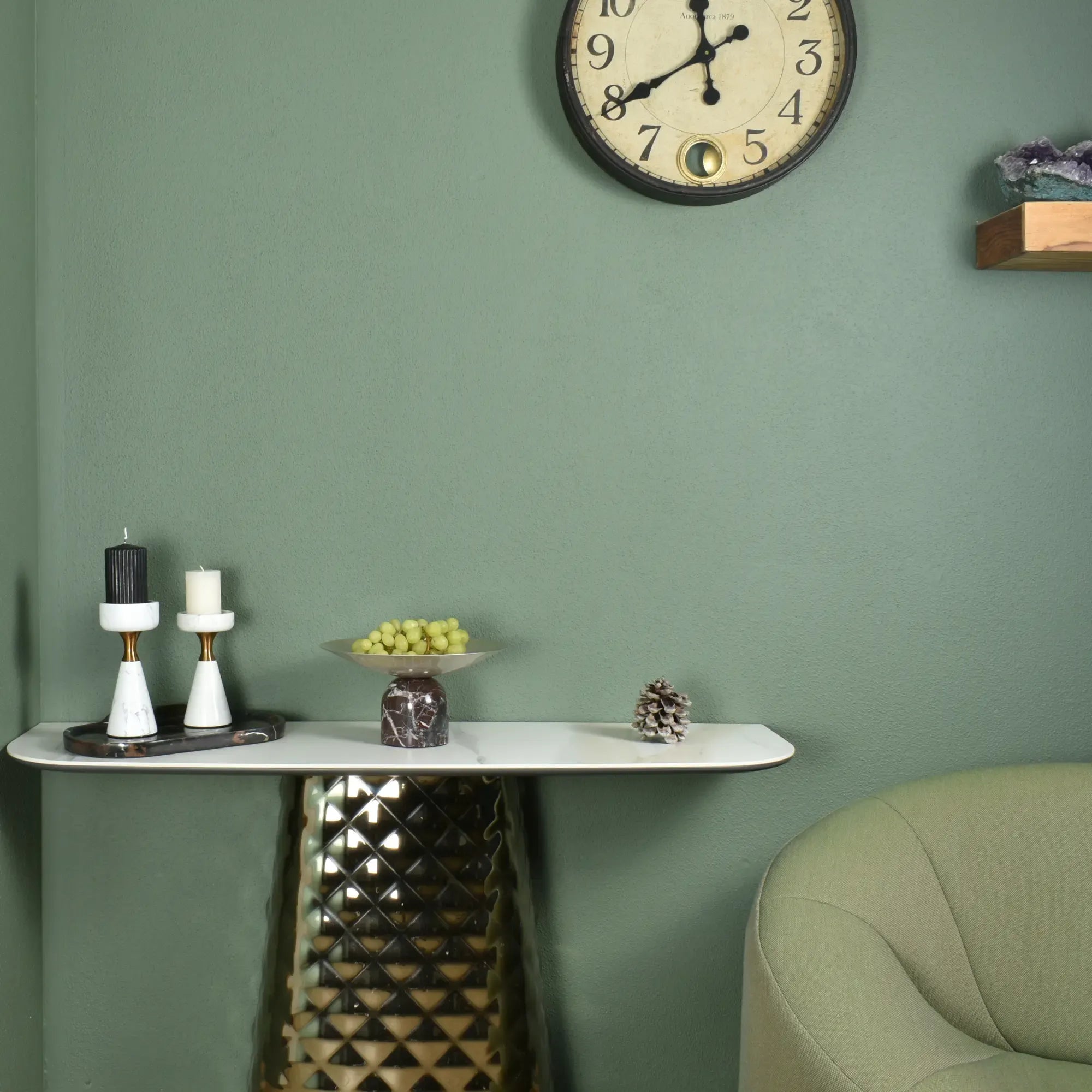 Kerzenständer - für Blockkerzen - Marmor-Kerzenhatler mit Goldakzent modern Tischdeko Lumière