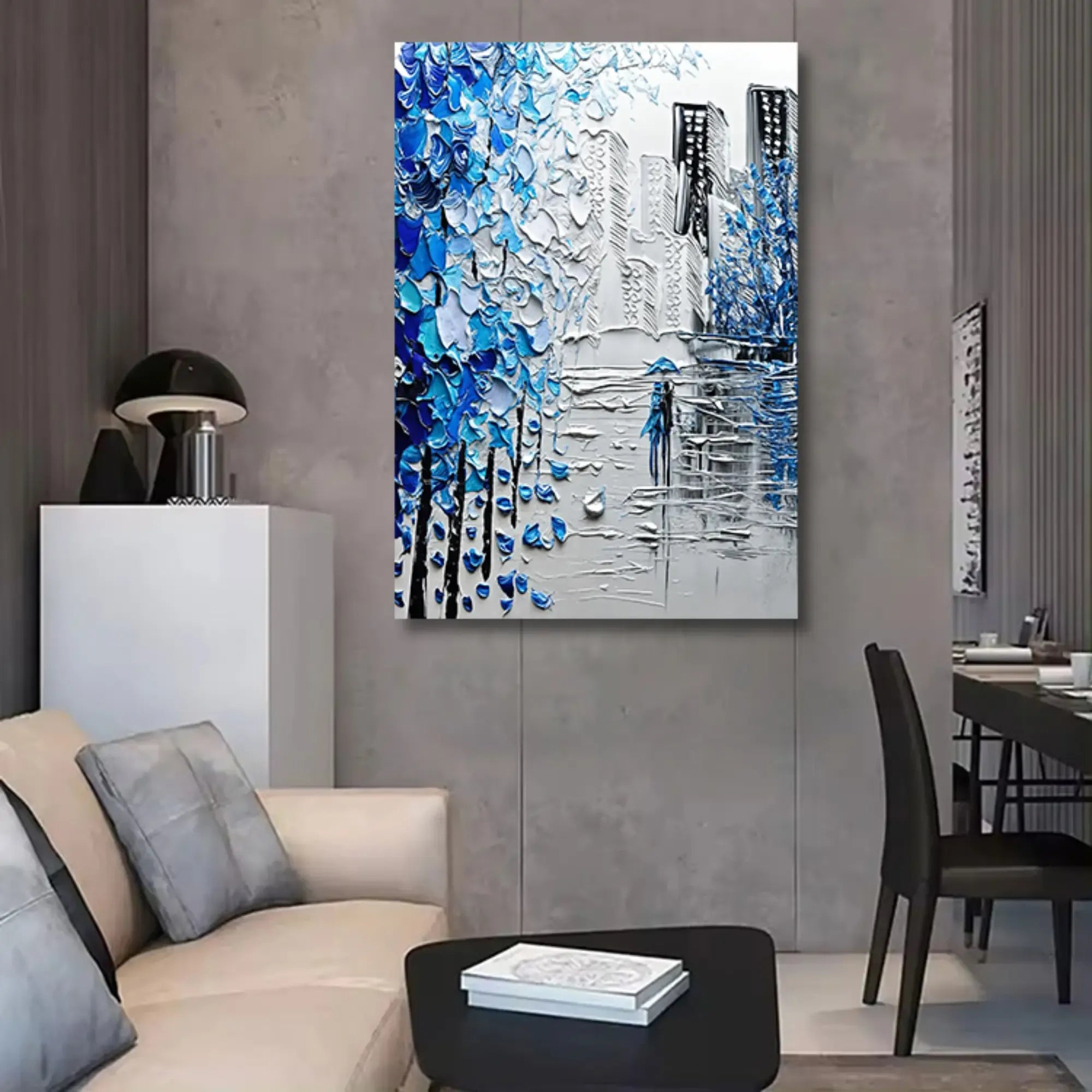 Großes Gemälde - Blauer Spaziergang