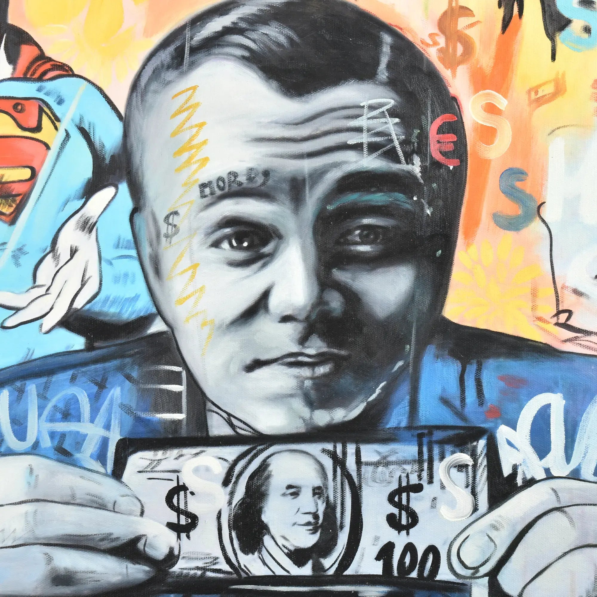 Großes Gemälde - Superman trifft Wall Street