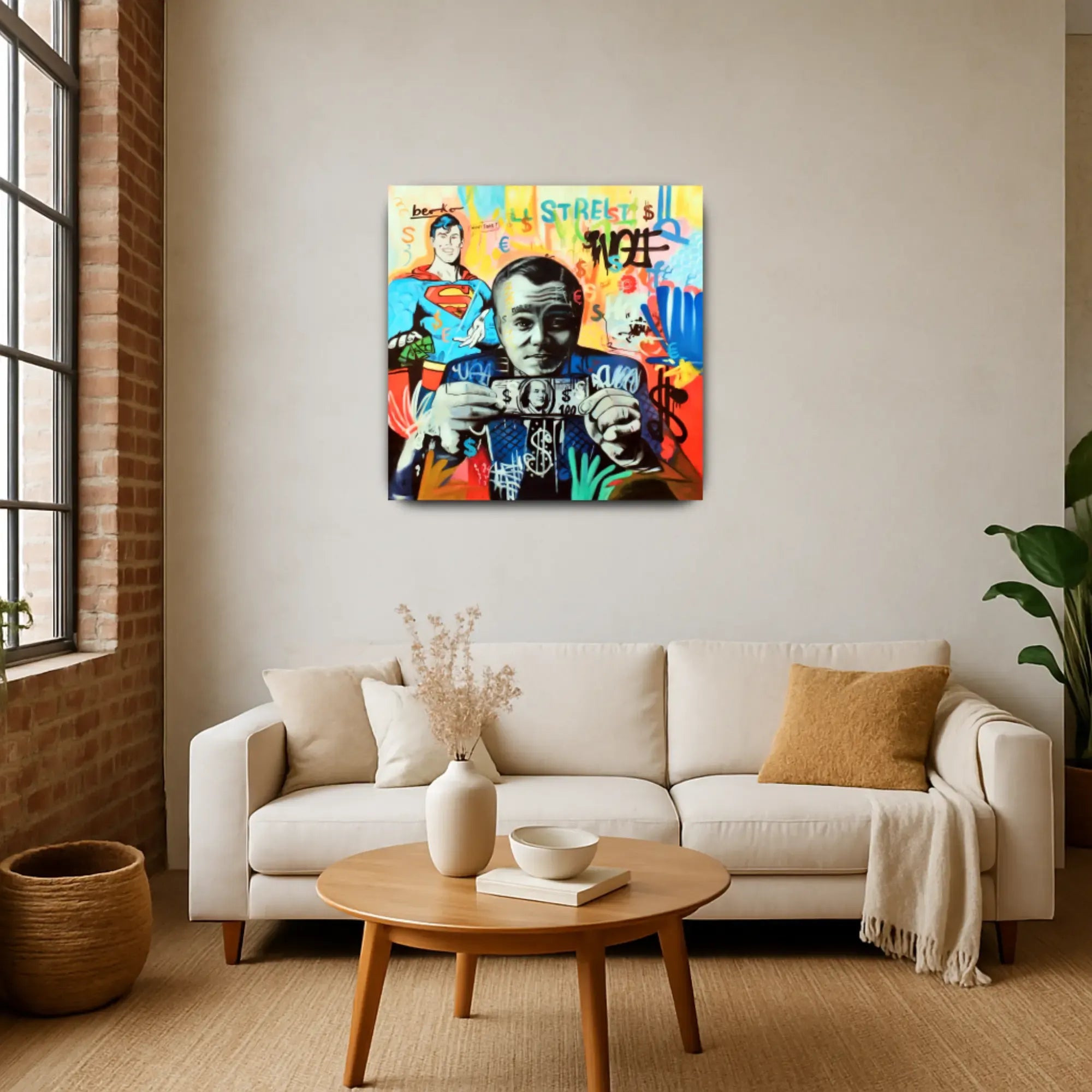 Großes Gemälde - Superman trifft Wall Street