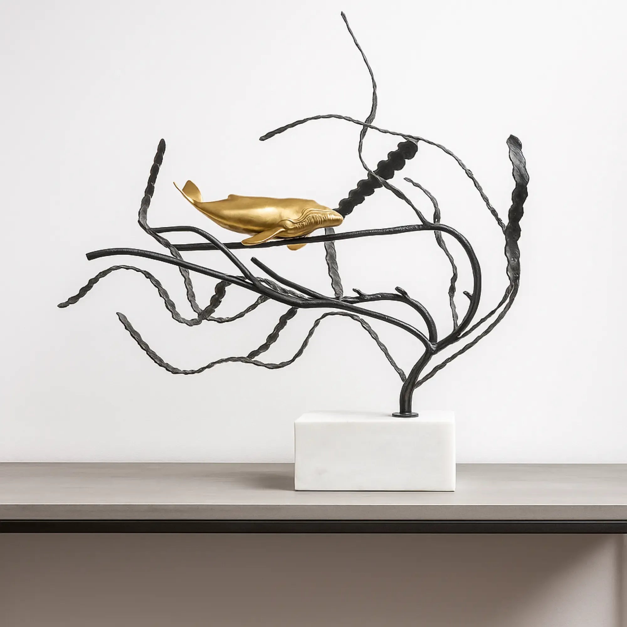 Skulptur - Meeres-Motiv - Deko-Objekt Wal Dekofigur Metall Balena Default Title