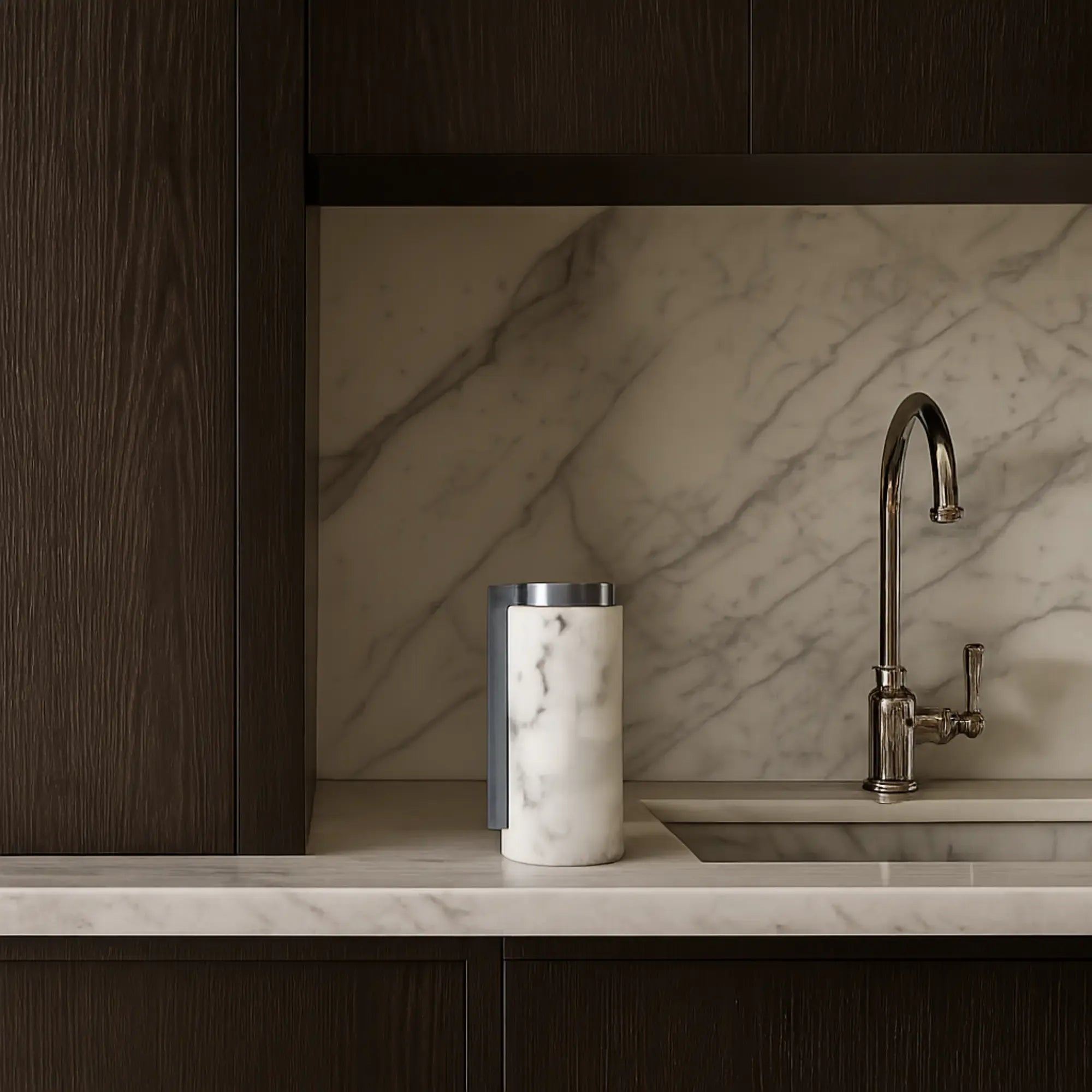 Aufbewahrungsbox - mit Deckel rund - Marmoroptik Ablage Aufbewahrungsdose Badezimmer Horizon Horizon 1