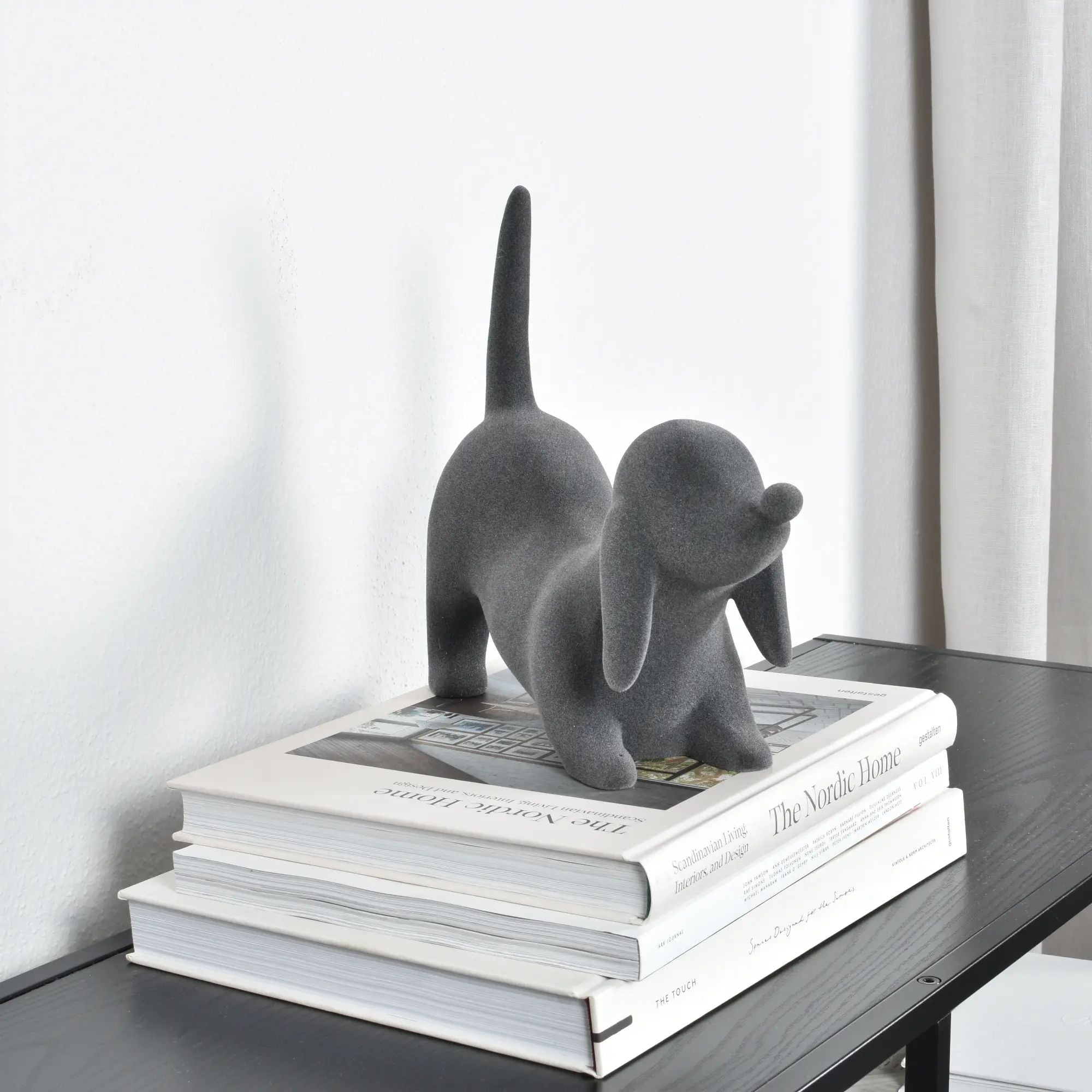 Tierfigur - Skulptur Samtige Hundefigur Canis Velours Élégance Grey