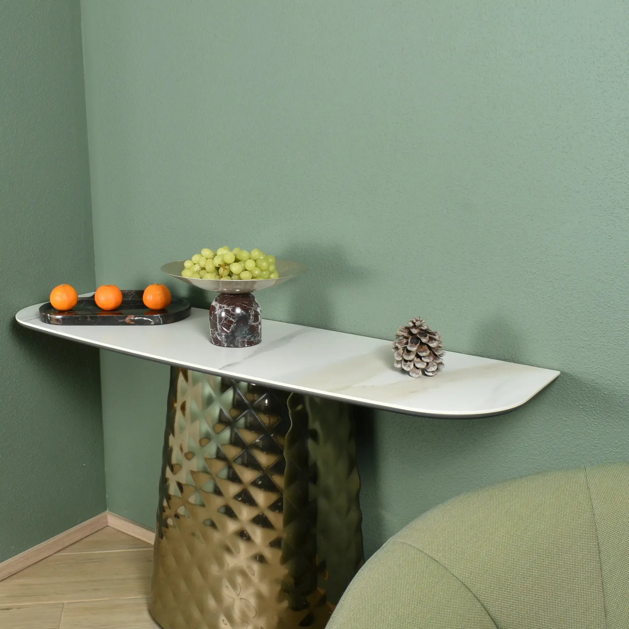 Fruchtschale - auf Marmorfuß - Servierschale Designer Obstschale Bendición