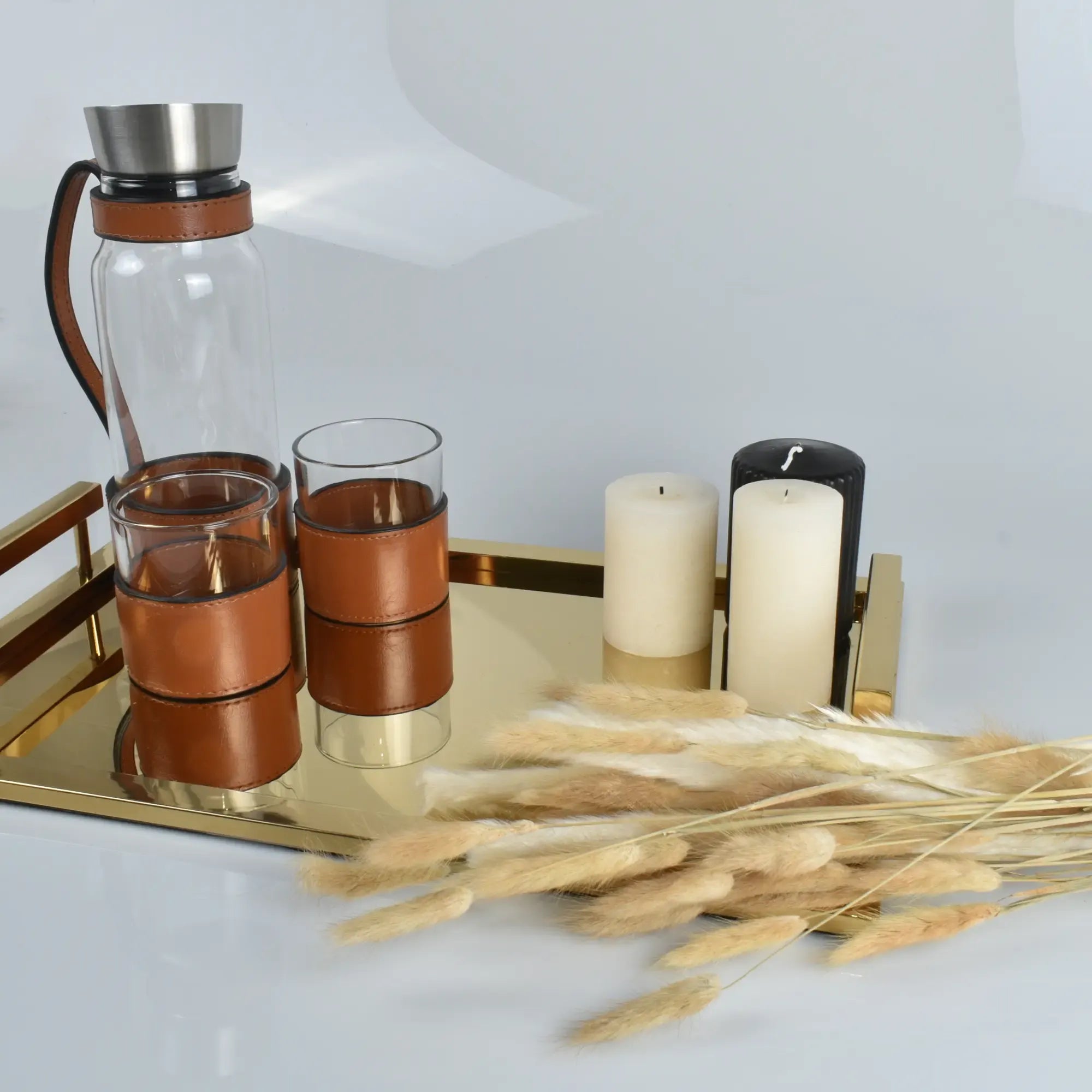 Serviertablett - mit Griff Gold - Edles Tragetablett rechteckig Glatis